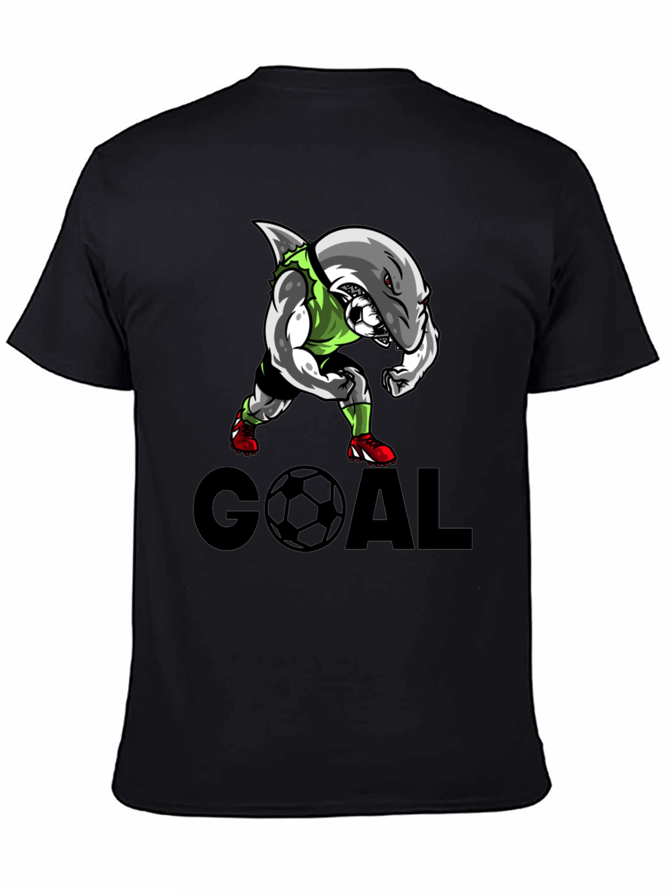 Black Shark Soccer Goal Black T-Shirt view 4