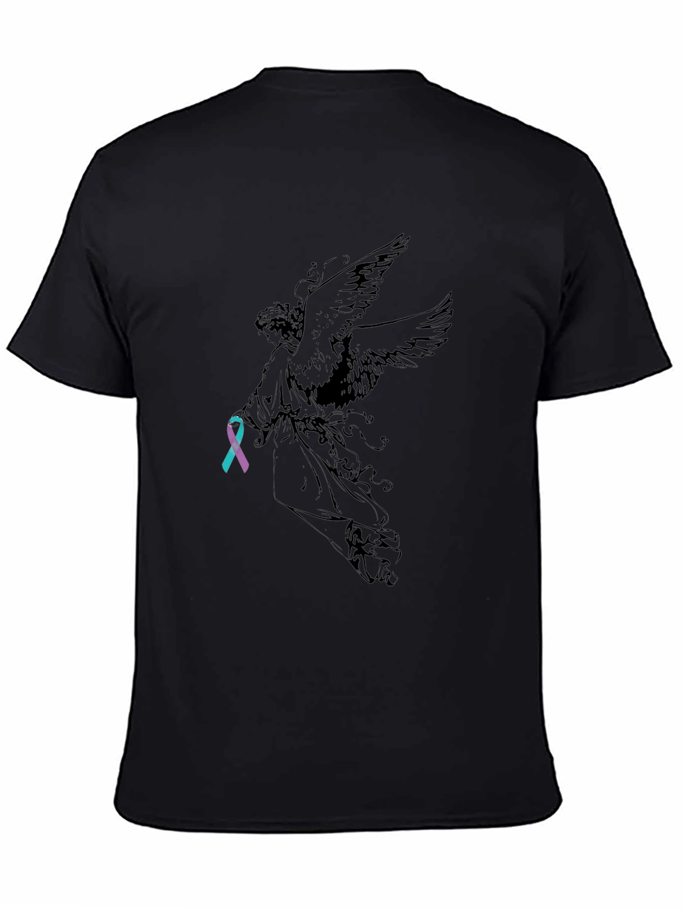 Black Angel Ribbon Graphic T-Shirt view 4
