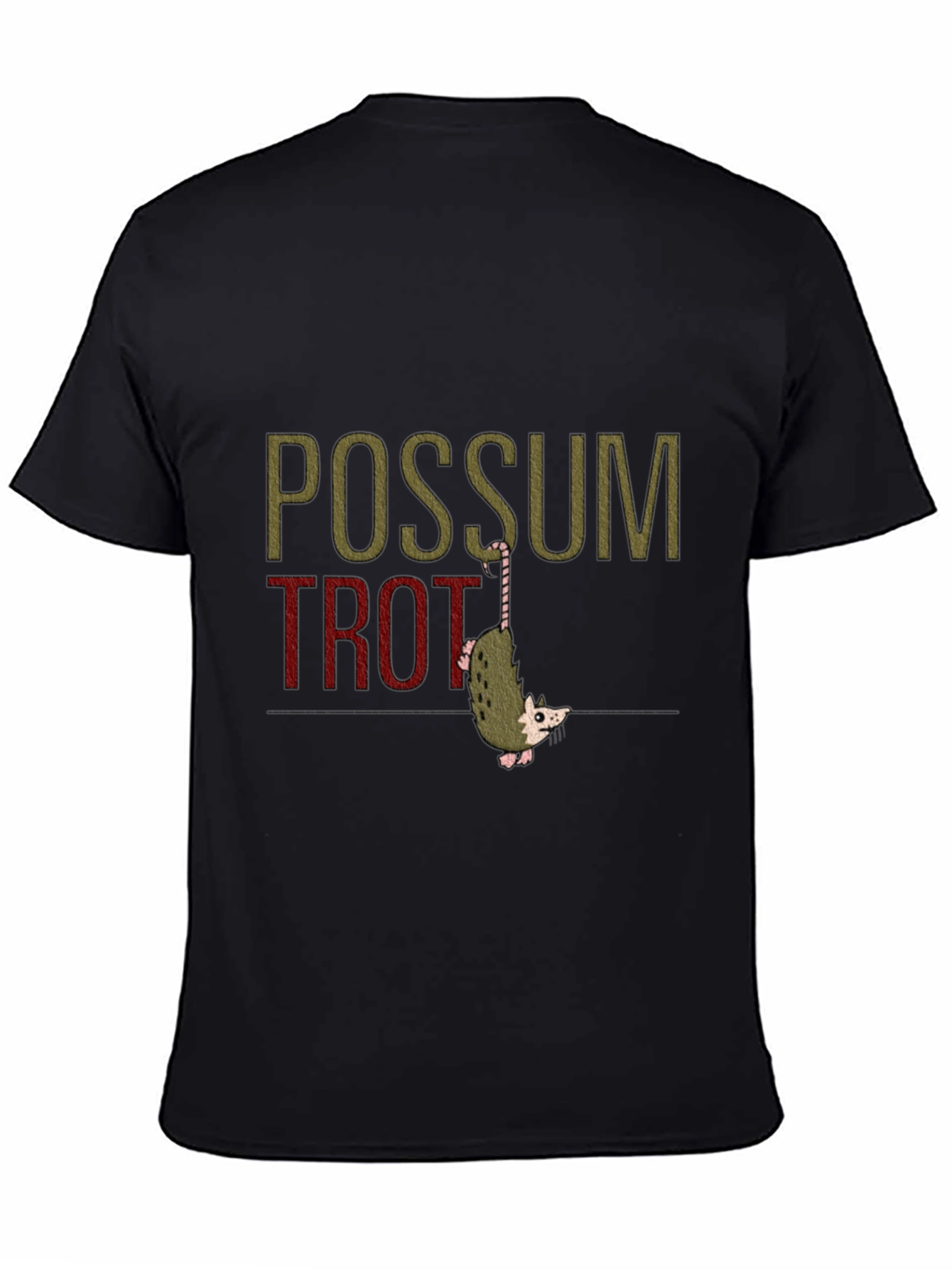 Black Possum Trot Funny Graphic Tee view 4