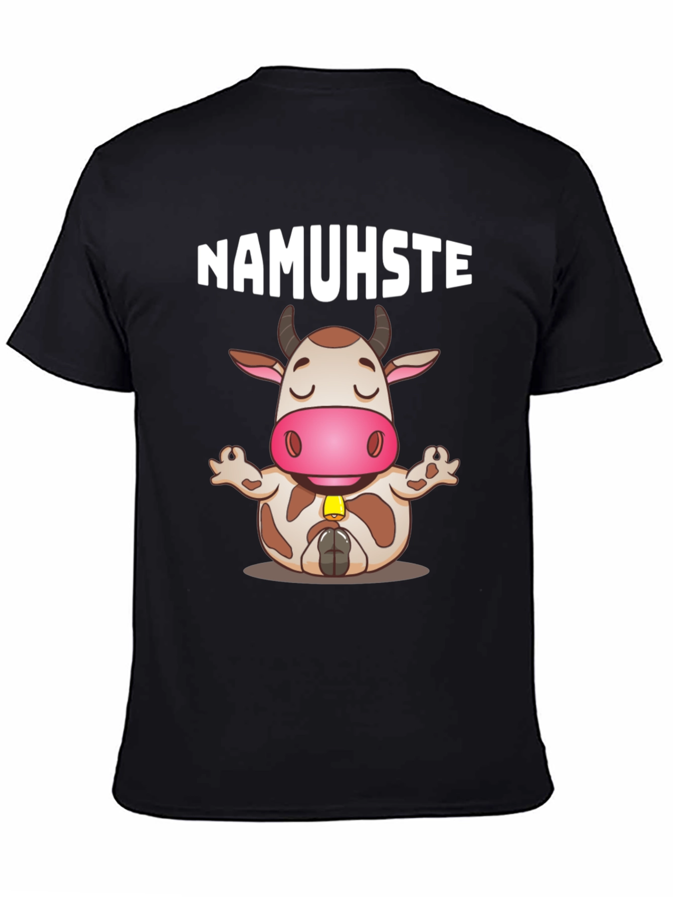 Black Namuhste Cow Yoga T-Shirt - Funny Graphic Tee view 4