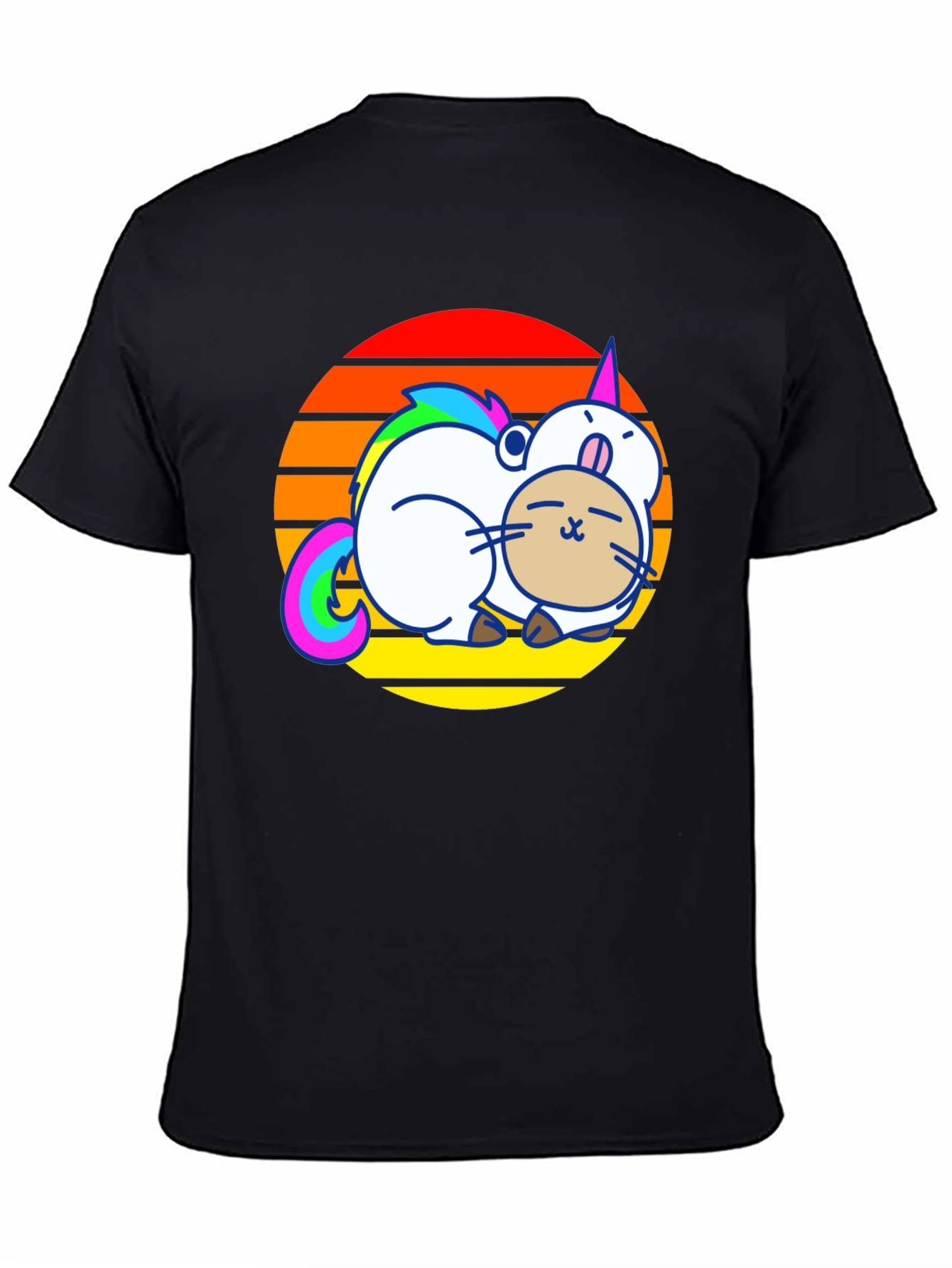 Black Unicorn Cat Sunset Graphic T-Shirt view 4