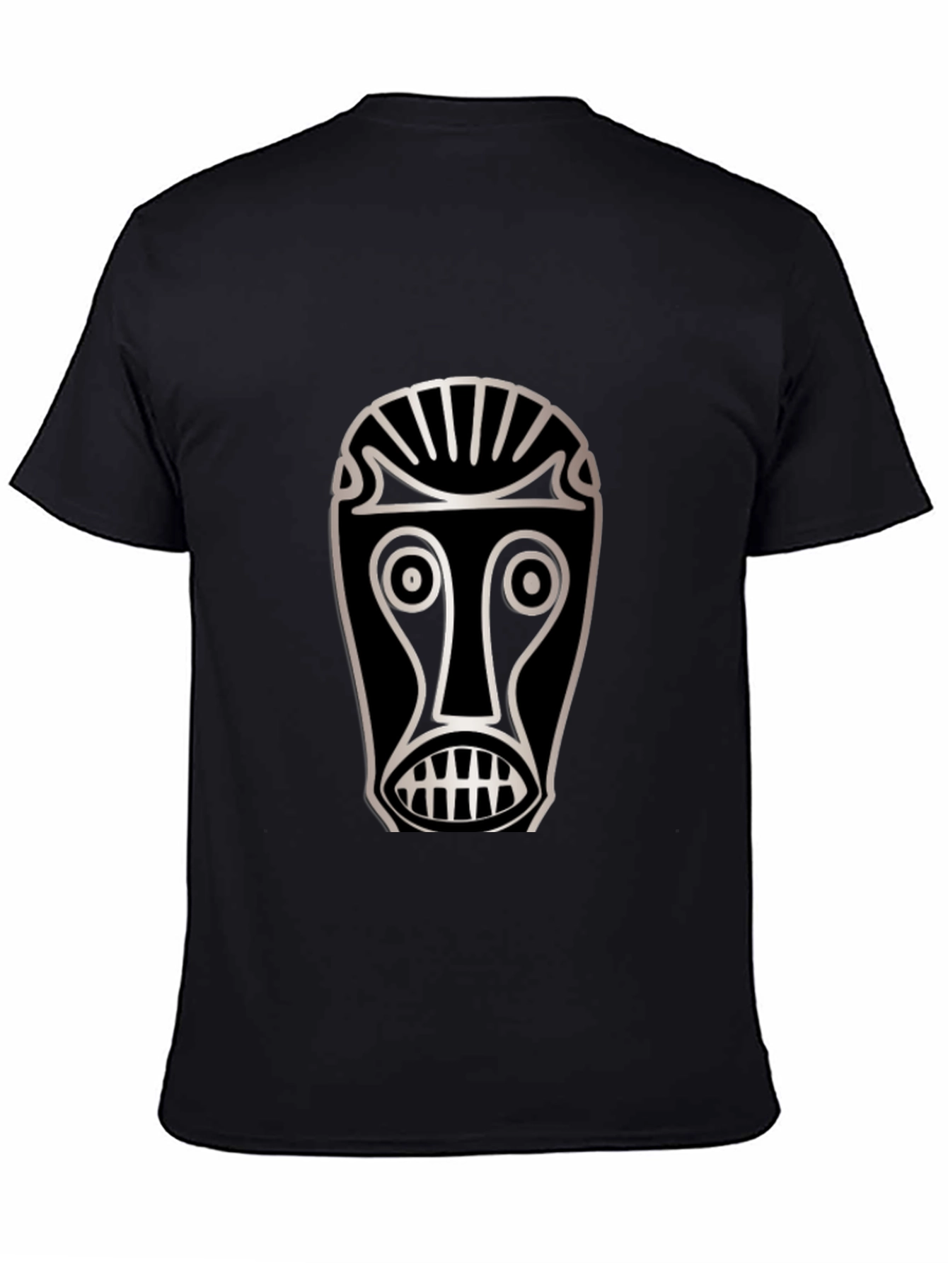 Black Tribal Mask Graphic T-Shirt - Unique Design view 4