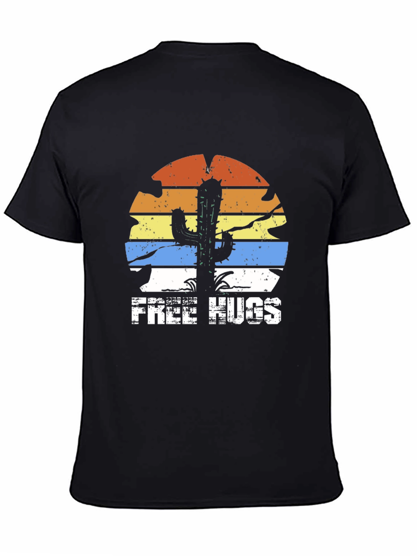 Black Free Hugs Cactus Graphic Tee - Black T-Shirt view 4