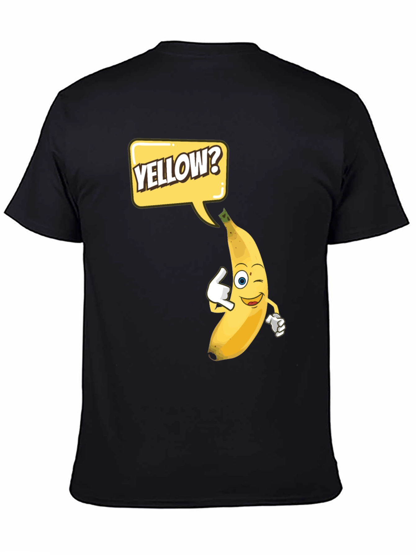 Black Funny Banana 'Yellow?' Graphic T-Shirt view 4