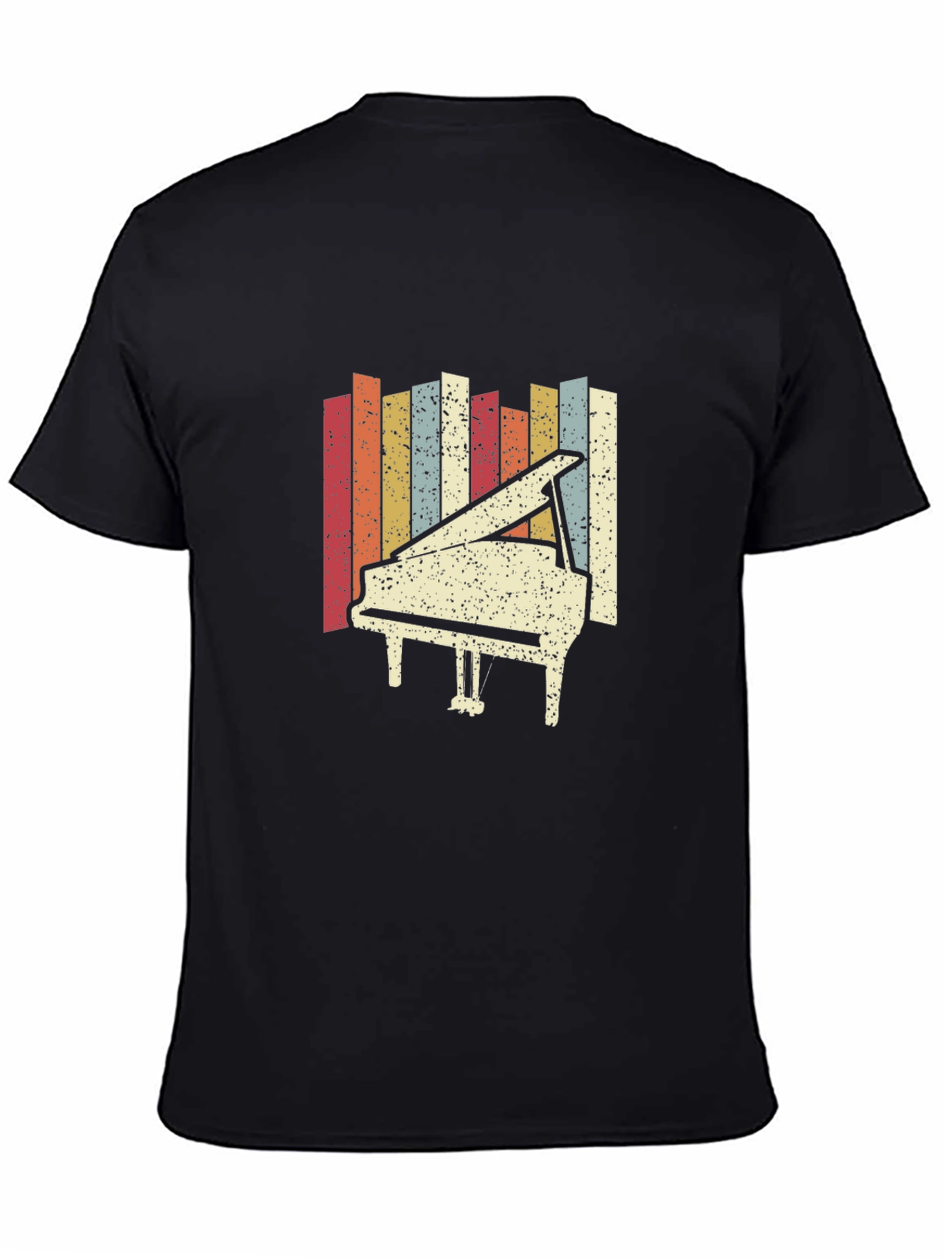 Black Retro Piano Graphic Tee - Classic Style view 4