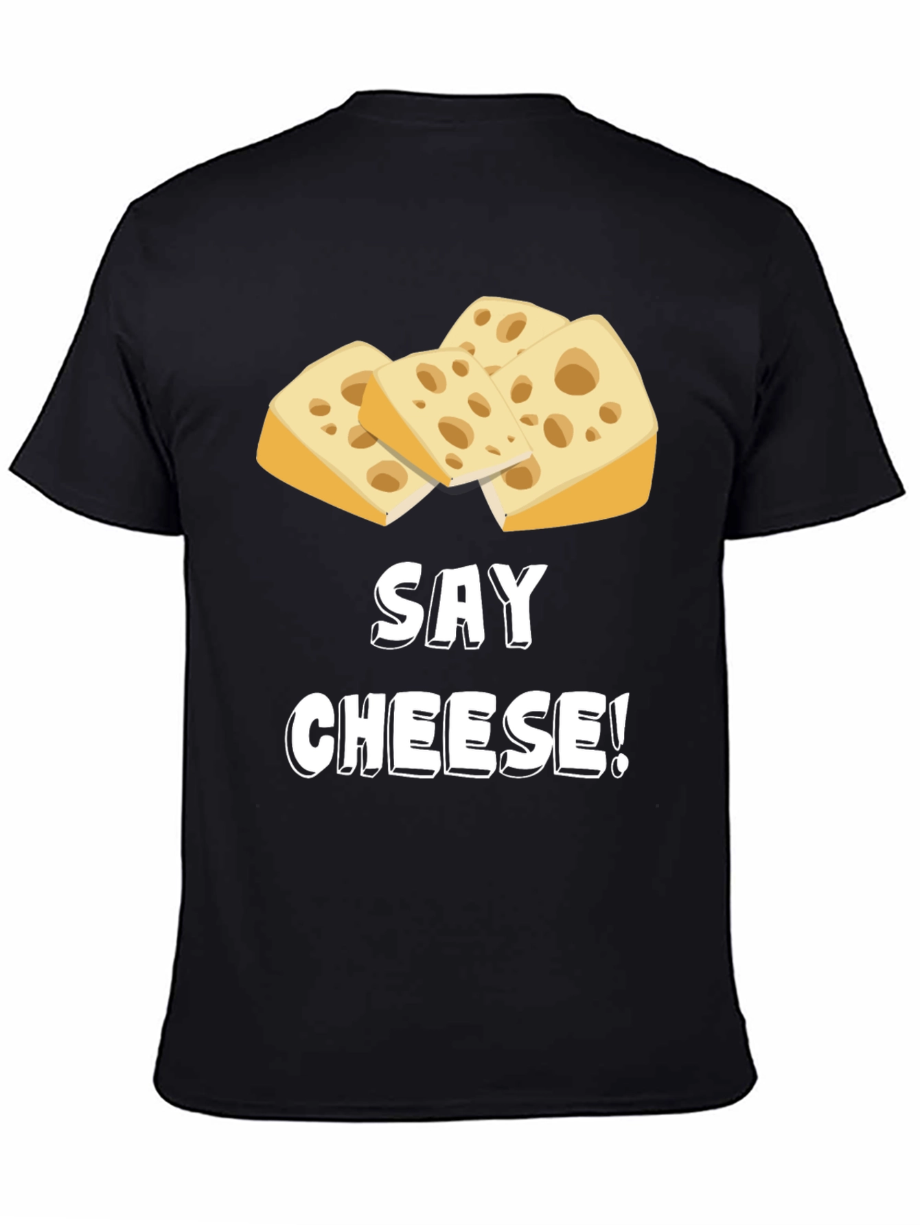 Black Say Cheese! Funny Graphic T-Shirt view 4