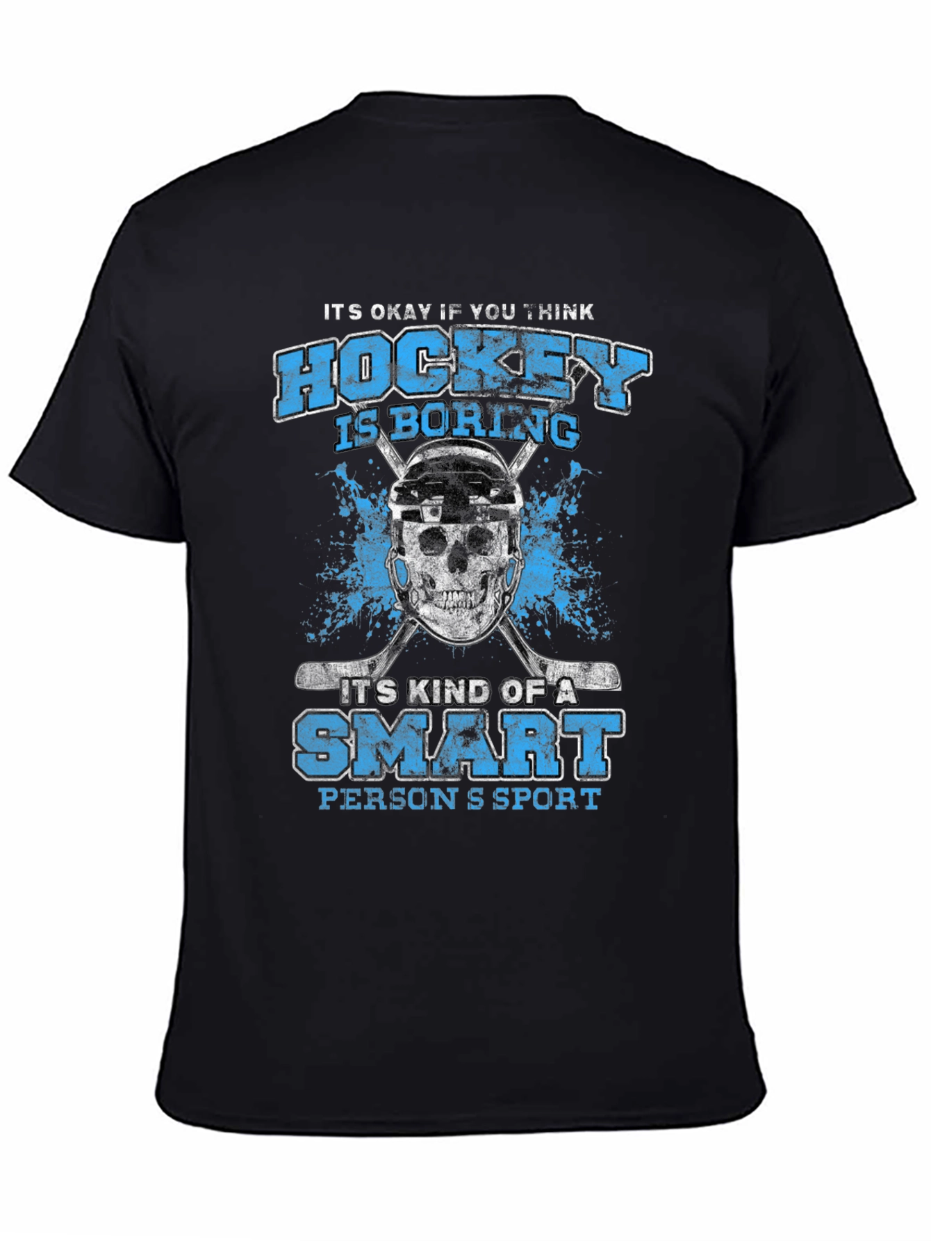 Black Hockey is a Smart Person's Sport T-Shirt view 4