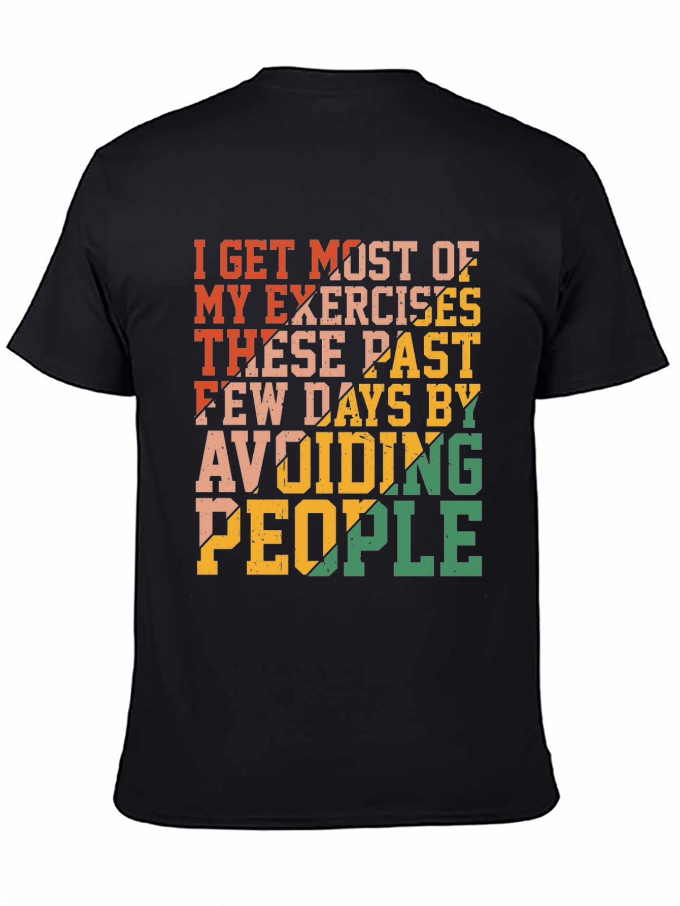 Black Funny Exercise Avoid People Graphic T-Shirt view 4