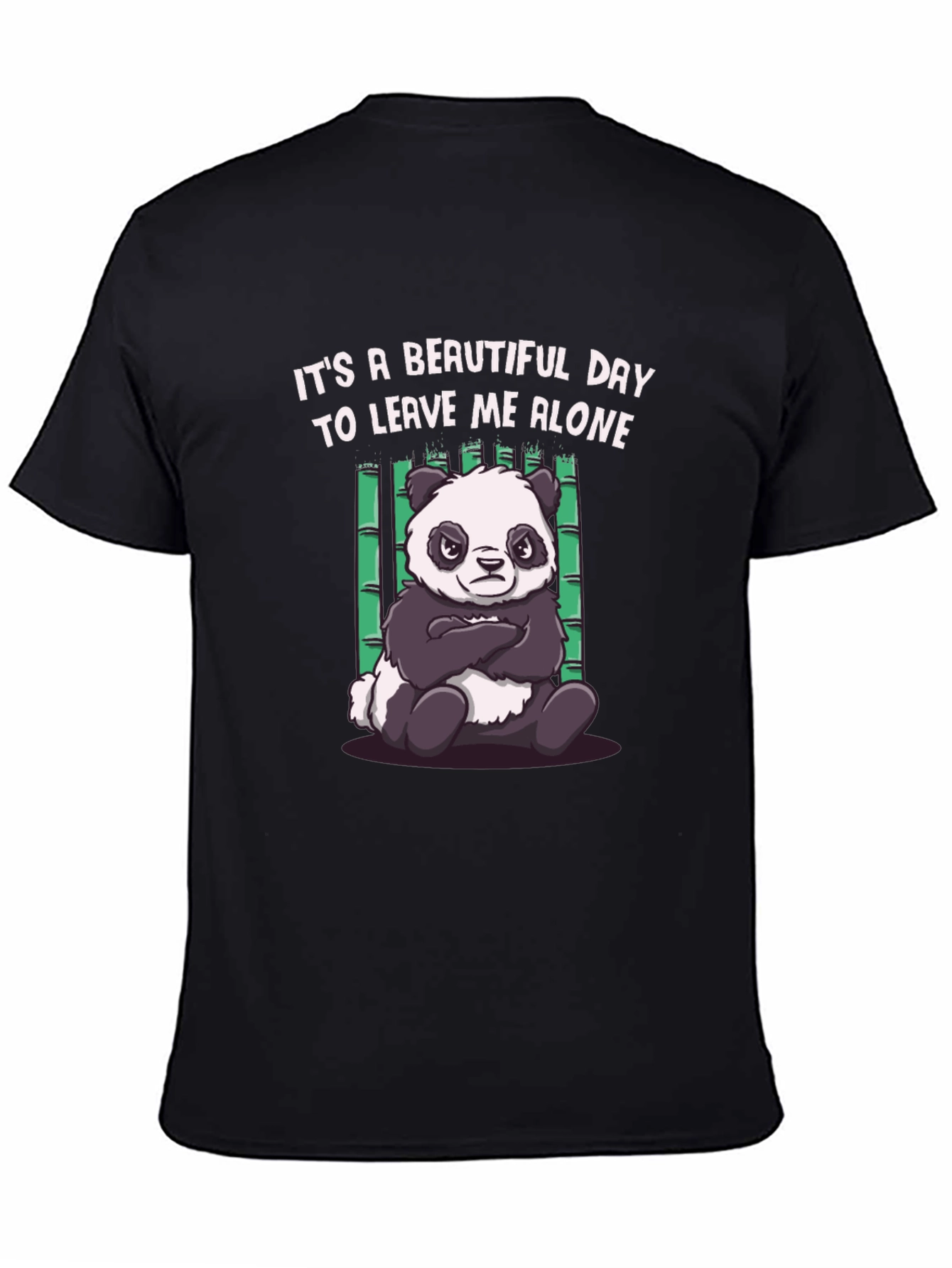 Black Grumpy Panda Graphic Tee - Leave Me Alone T-Shirt view 4