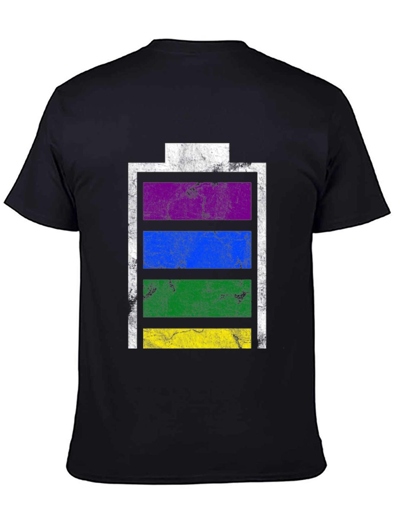 Black Vintage Battery Pride T-Shirt - Black Cotton Blend view 4