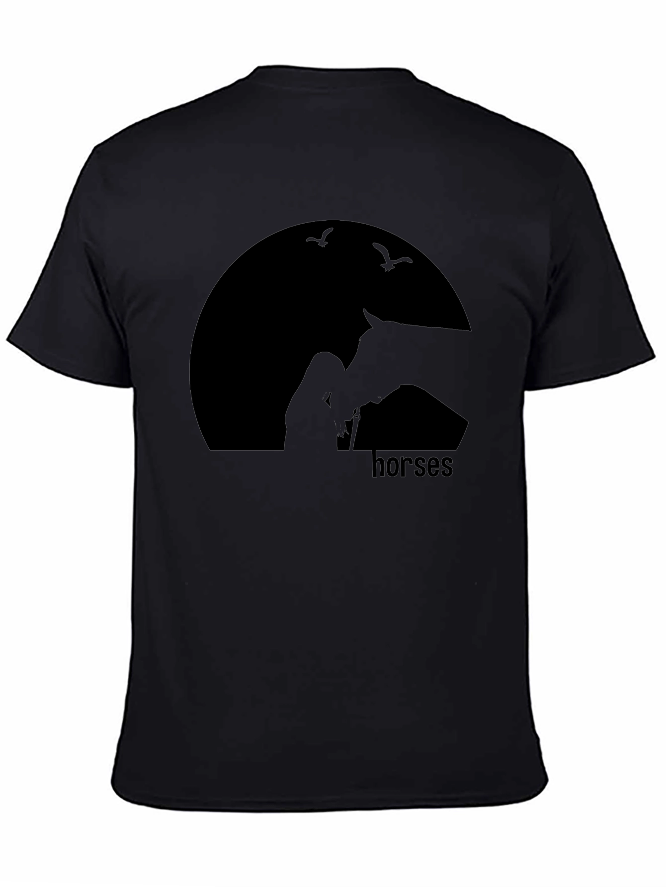 Black Horses Silhouette T-Shirt - Unisex Black Tee view 4