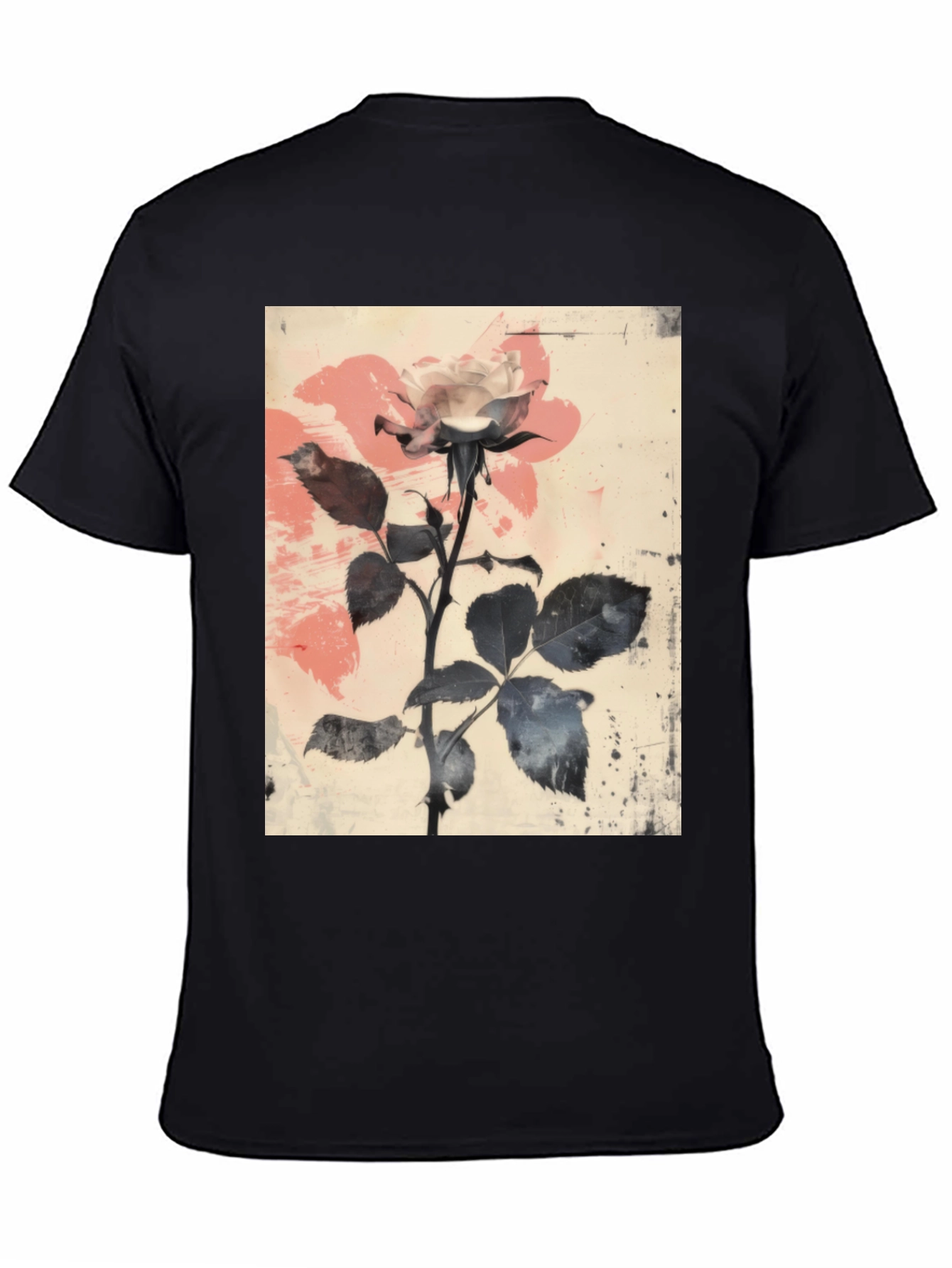Black Floral Rose Graphic Tee - Black view 4