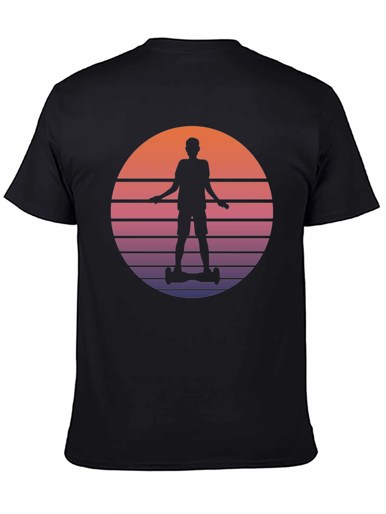 Black Retro Hoverboard Silhouette T-Shirt view 4