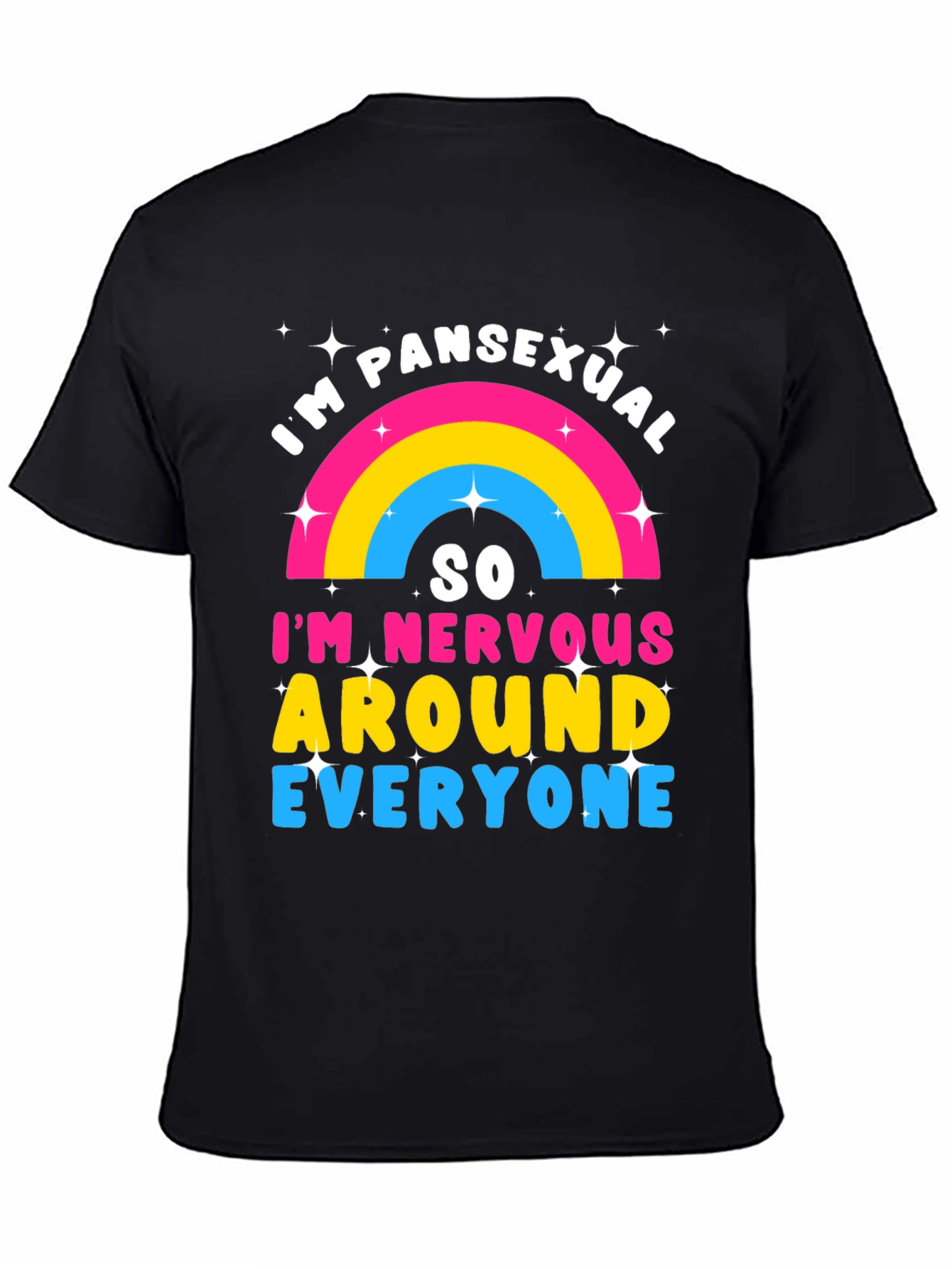 Black Pansexual Pride T-Shirt - Nervous Around Everyone! view 4