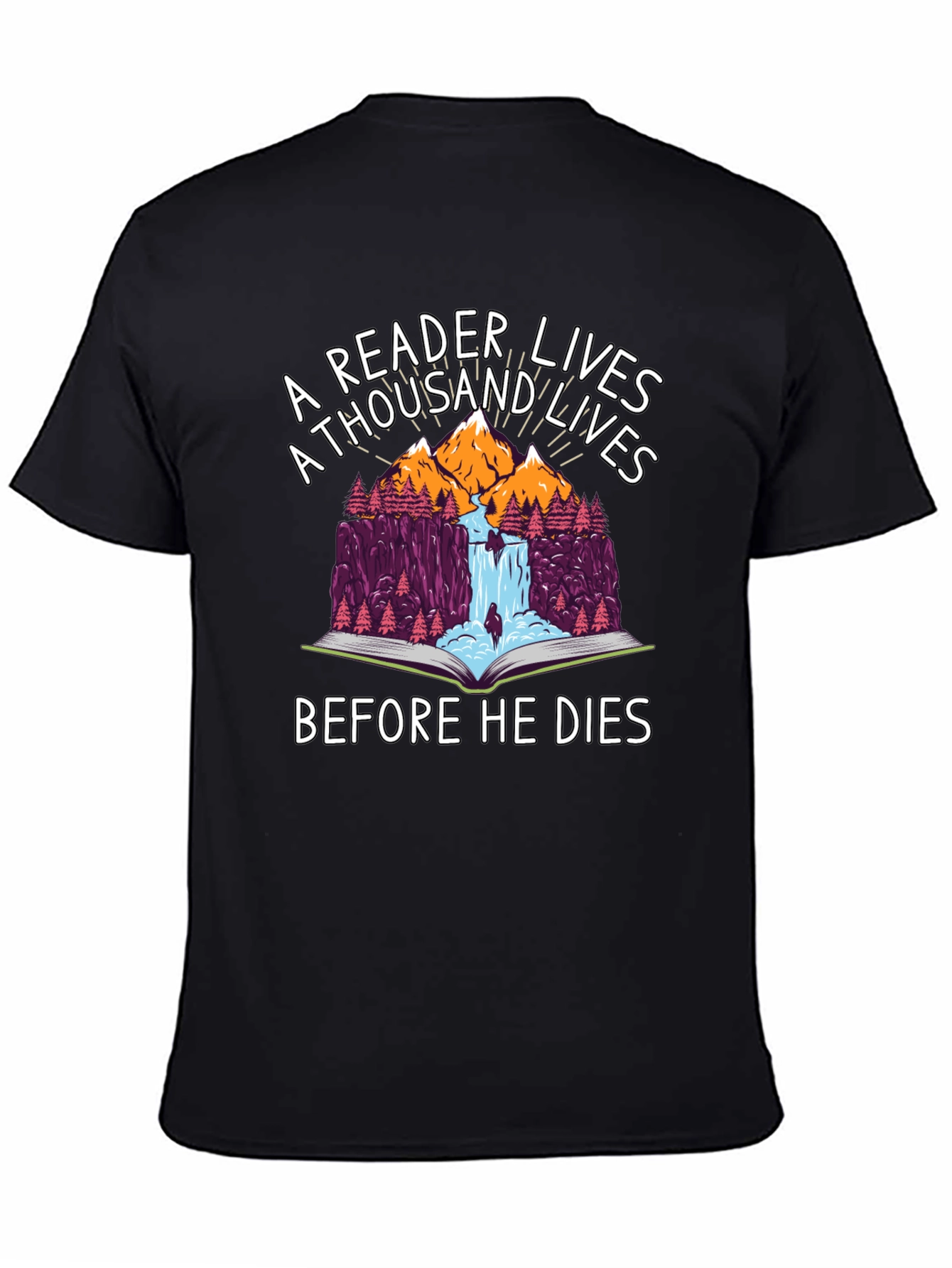 Black A Reader Lives a Thousand Lives Graphic T-Shirt view 4