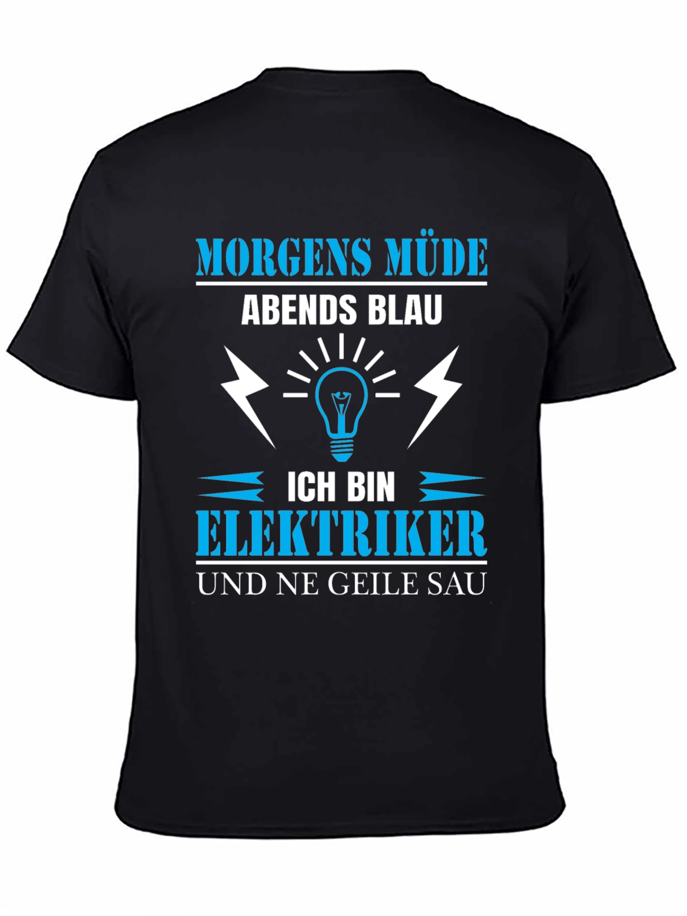 Black Electrician T-Shirt: Funny German Slogan view 4