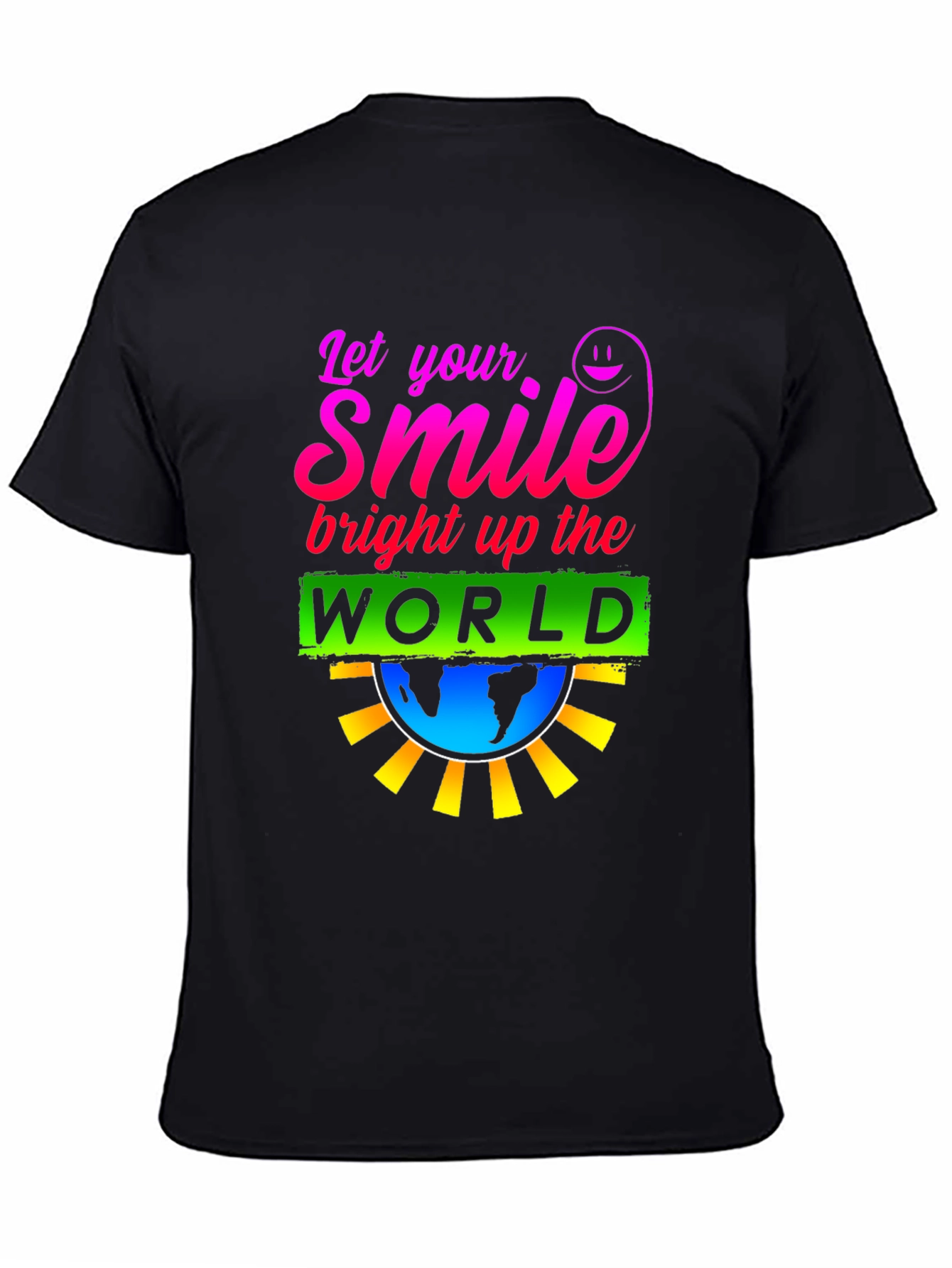 Black Smile World Graphic T-Shirt - Brighten Your Day view 4