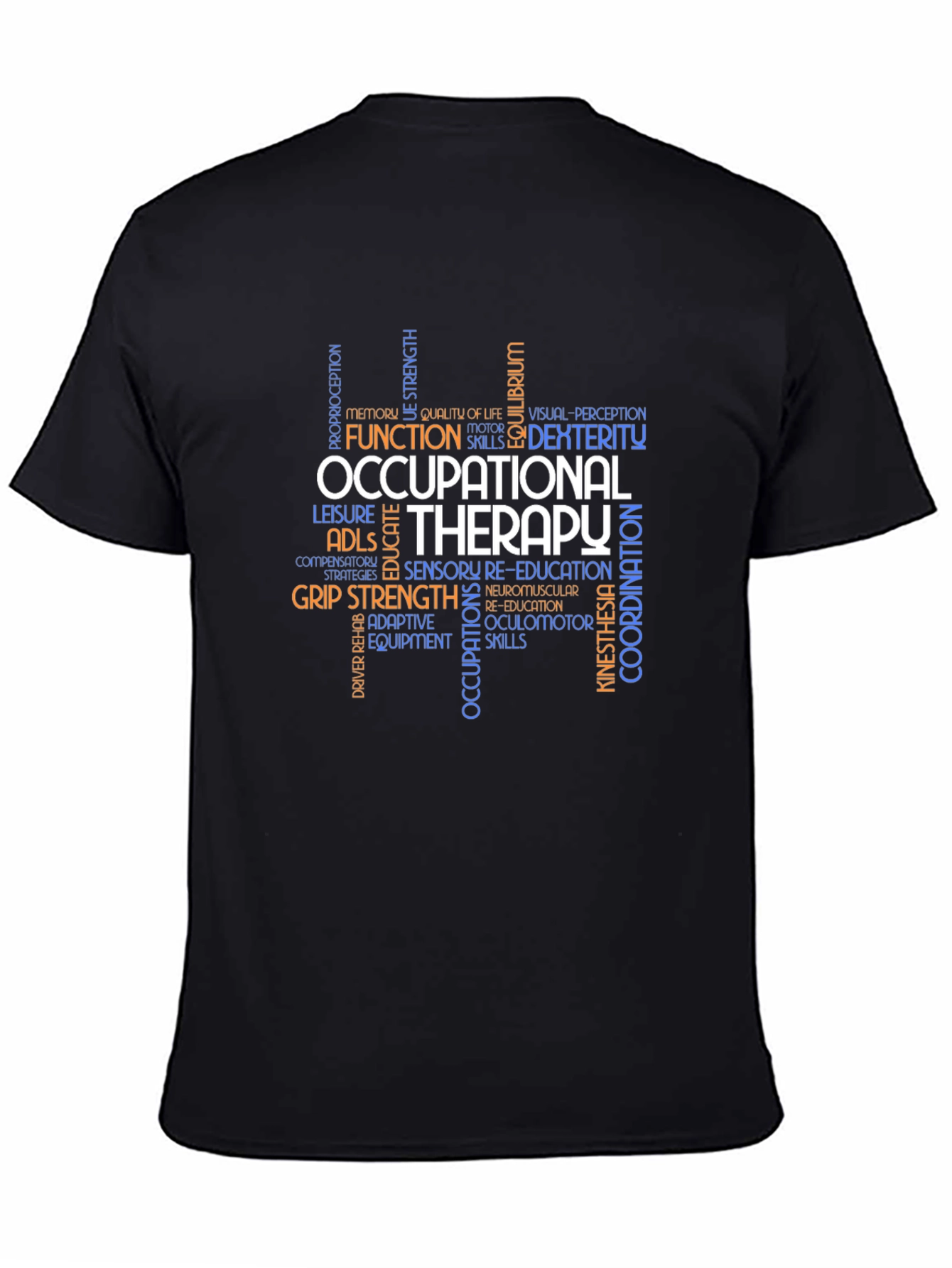Black Occupational Therapy Word Art T-Shirt view 4