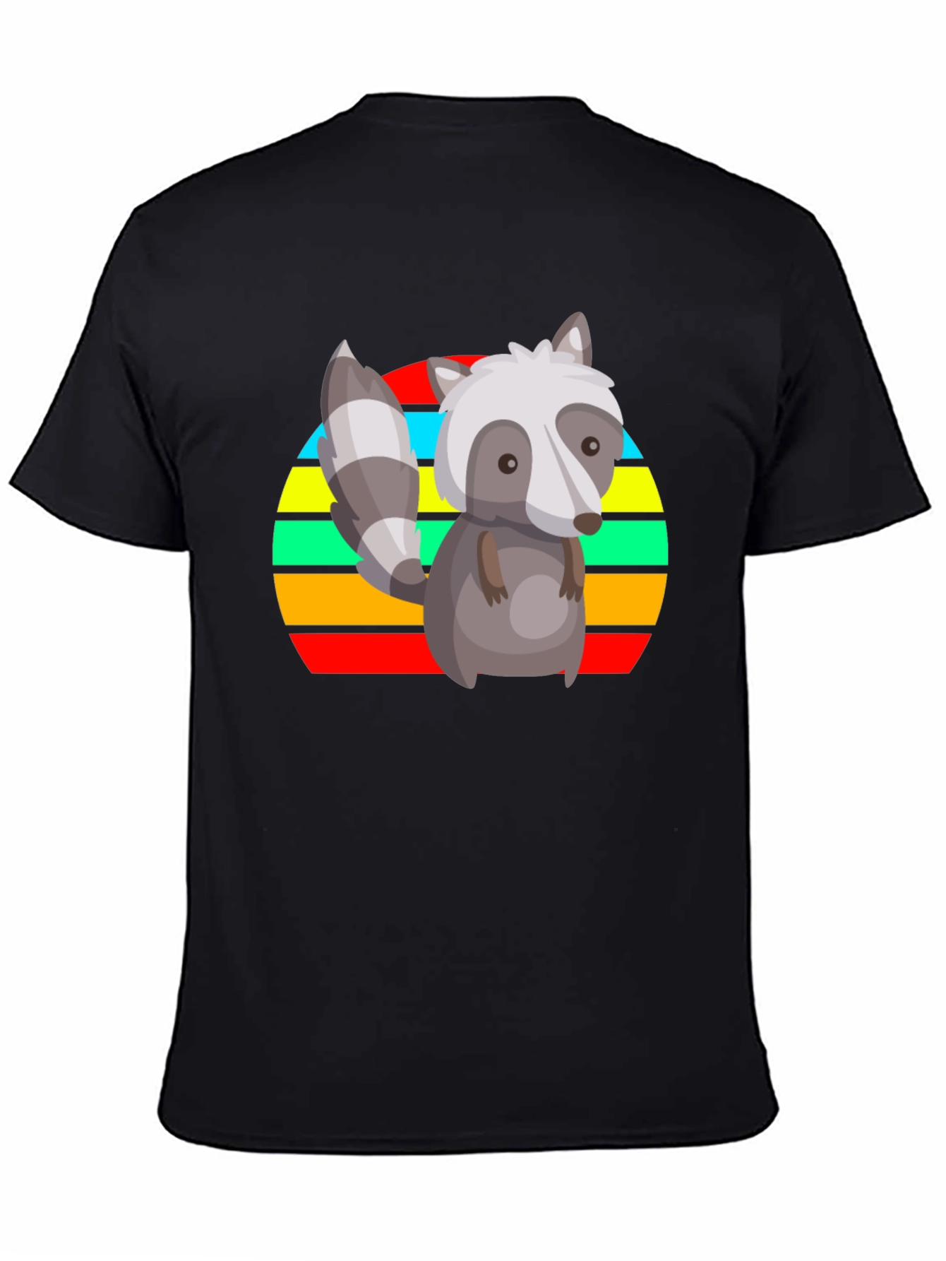 Black Retro Raccoon Graphic Tee - Black view 4