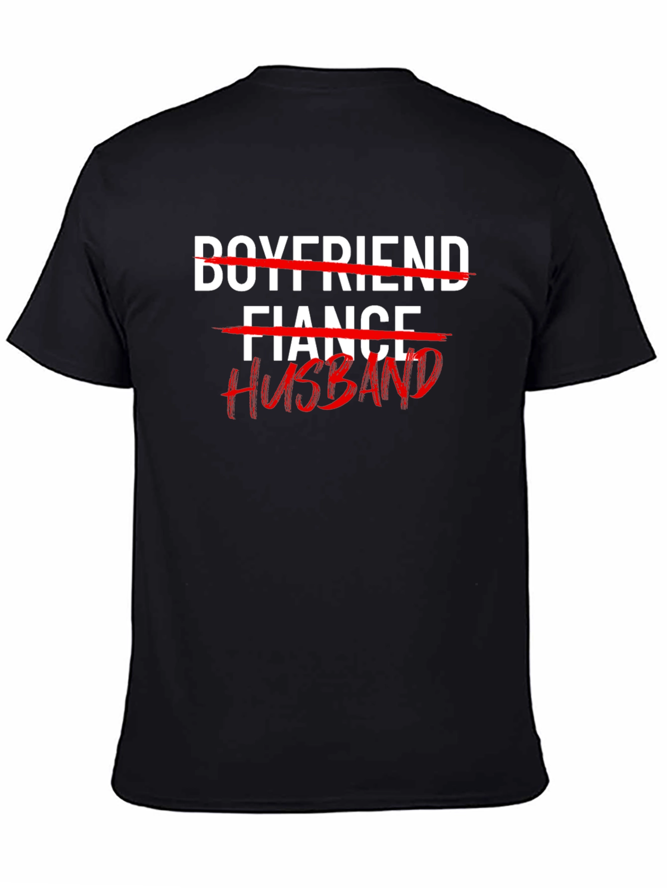 Black Husband T-Shirt: Crossed Out Fiance & Boyfriend Tee view 4