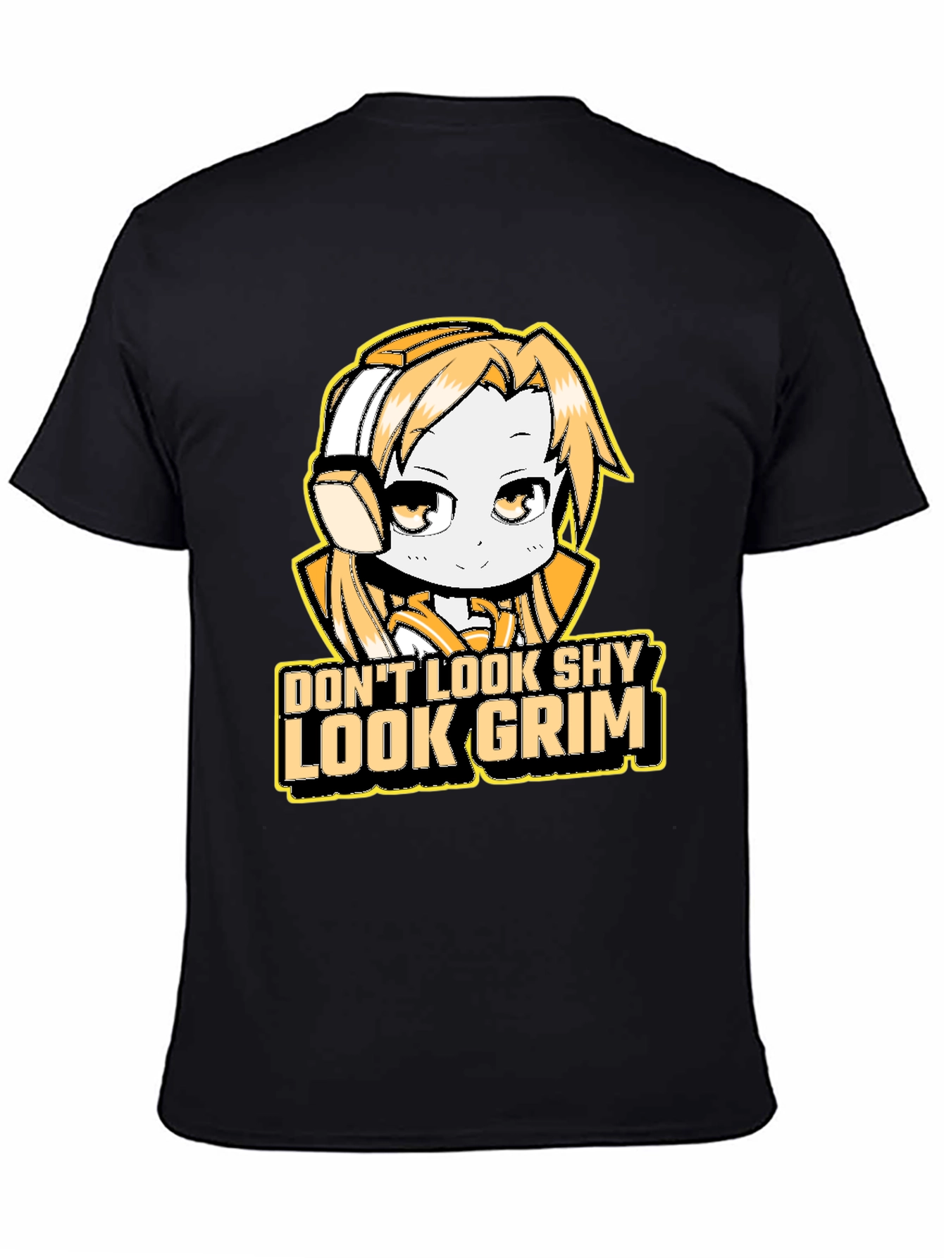 Black Don't Look Shy Look Grim Graphic T-Shirt view 4