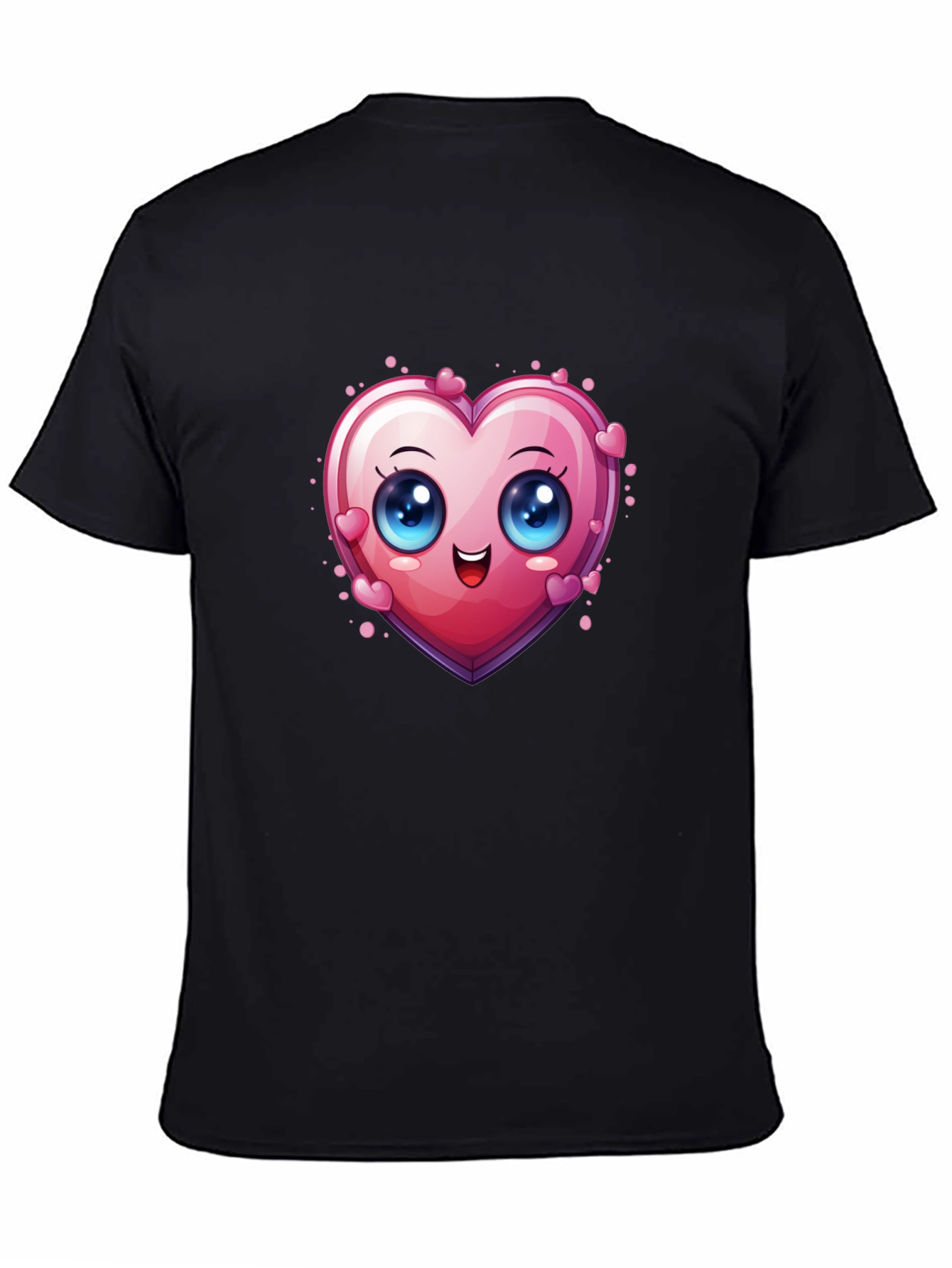 Black Cute Cartoon Heart Graphic T-Shirt view 4