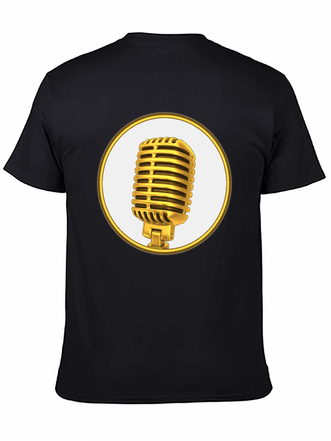 Black Retro Microphone Graphic Tee - Black Cotton Blend Shirt view 4