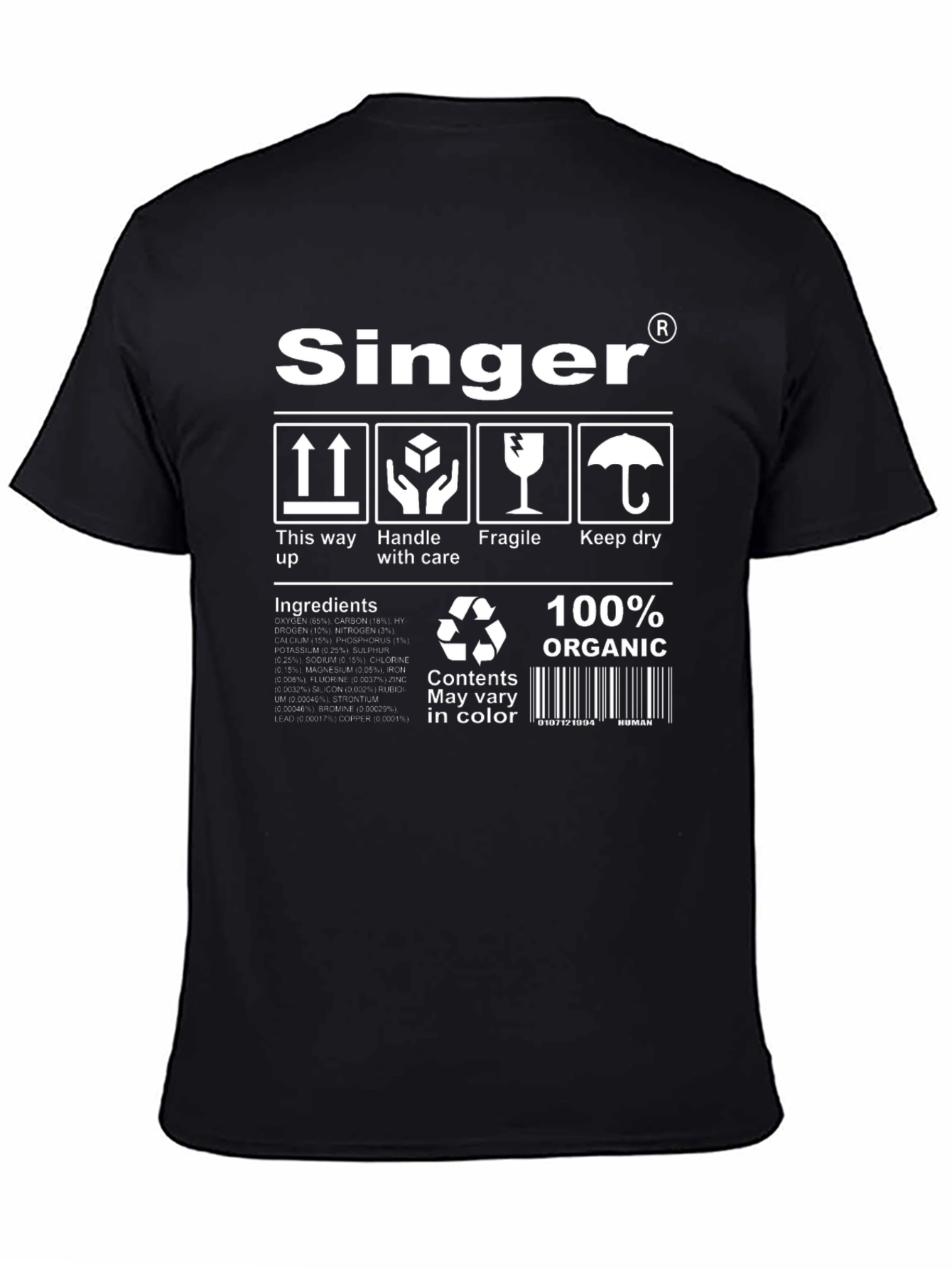 Black Singer Organic T-Shirt view 4