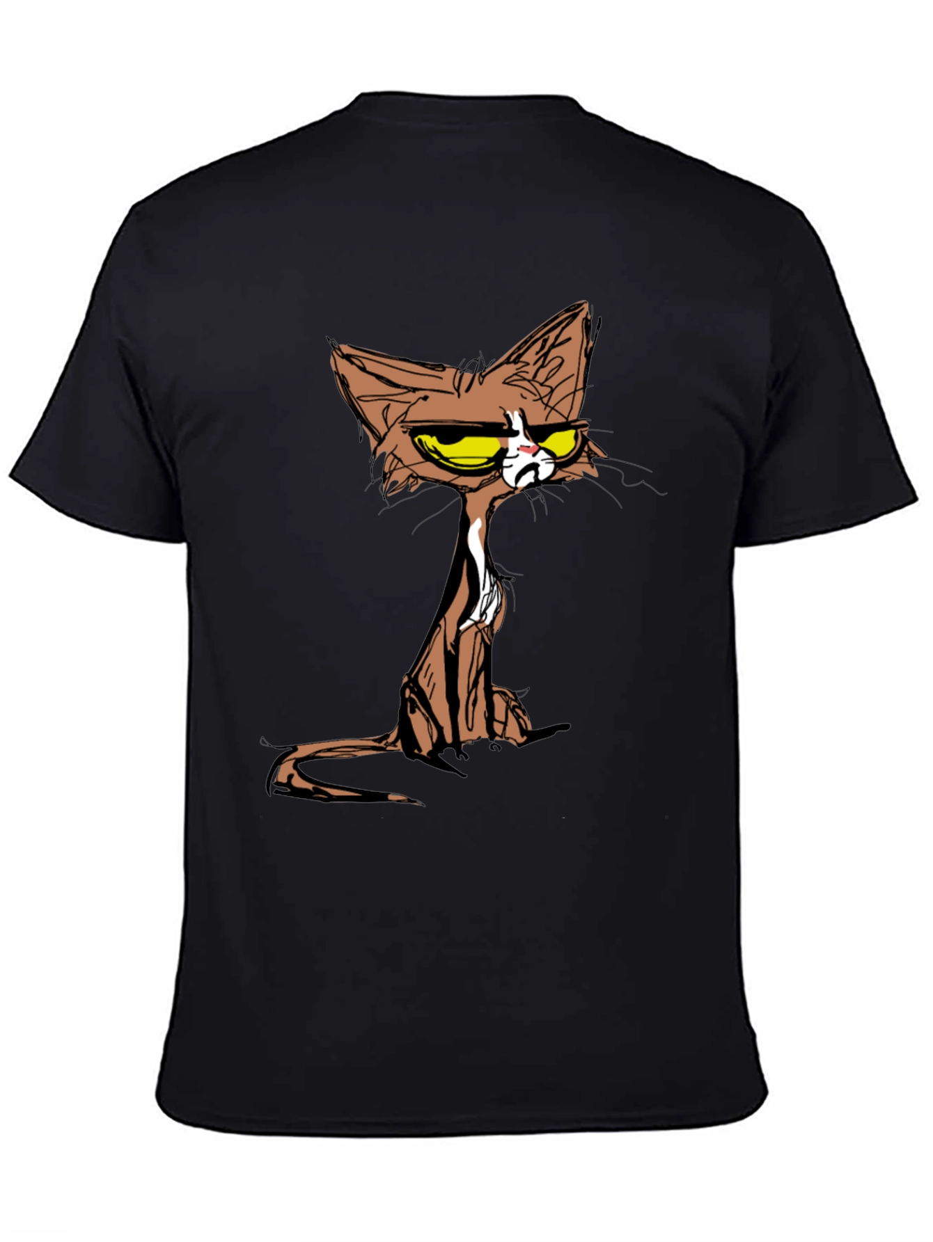 Black Grumpy Cat T-Shirt - Cartoon Style Tee view 4