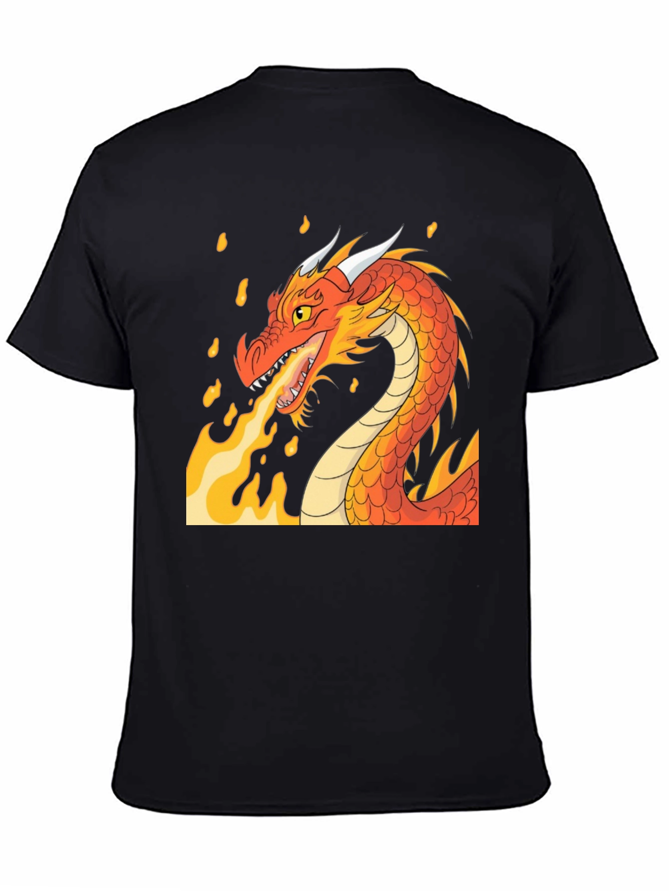 Black Fiery Dragon Graphic T-Shirt view 4
