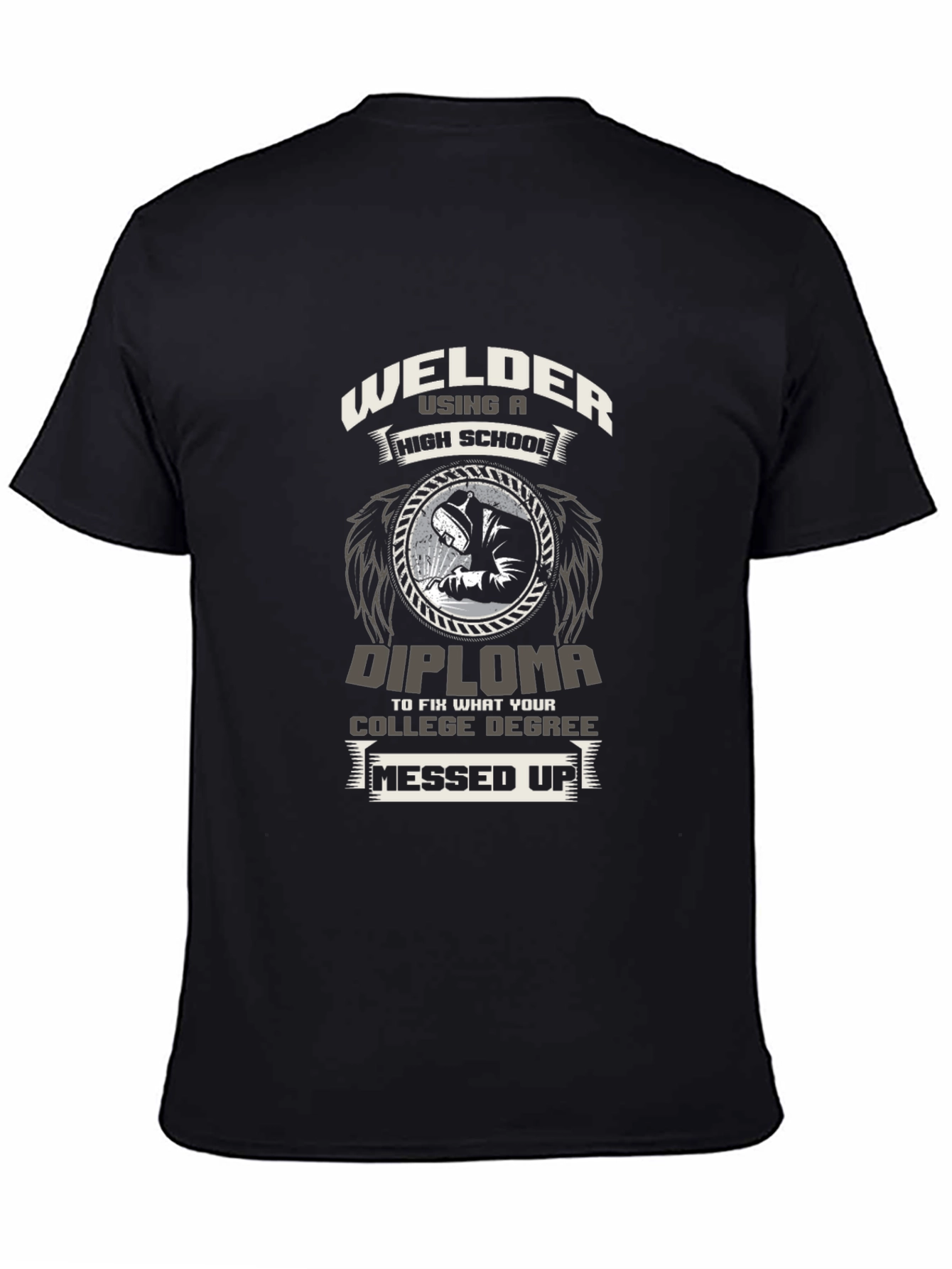 Black Welder High School Diploma T-Shirt view 4