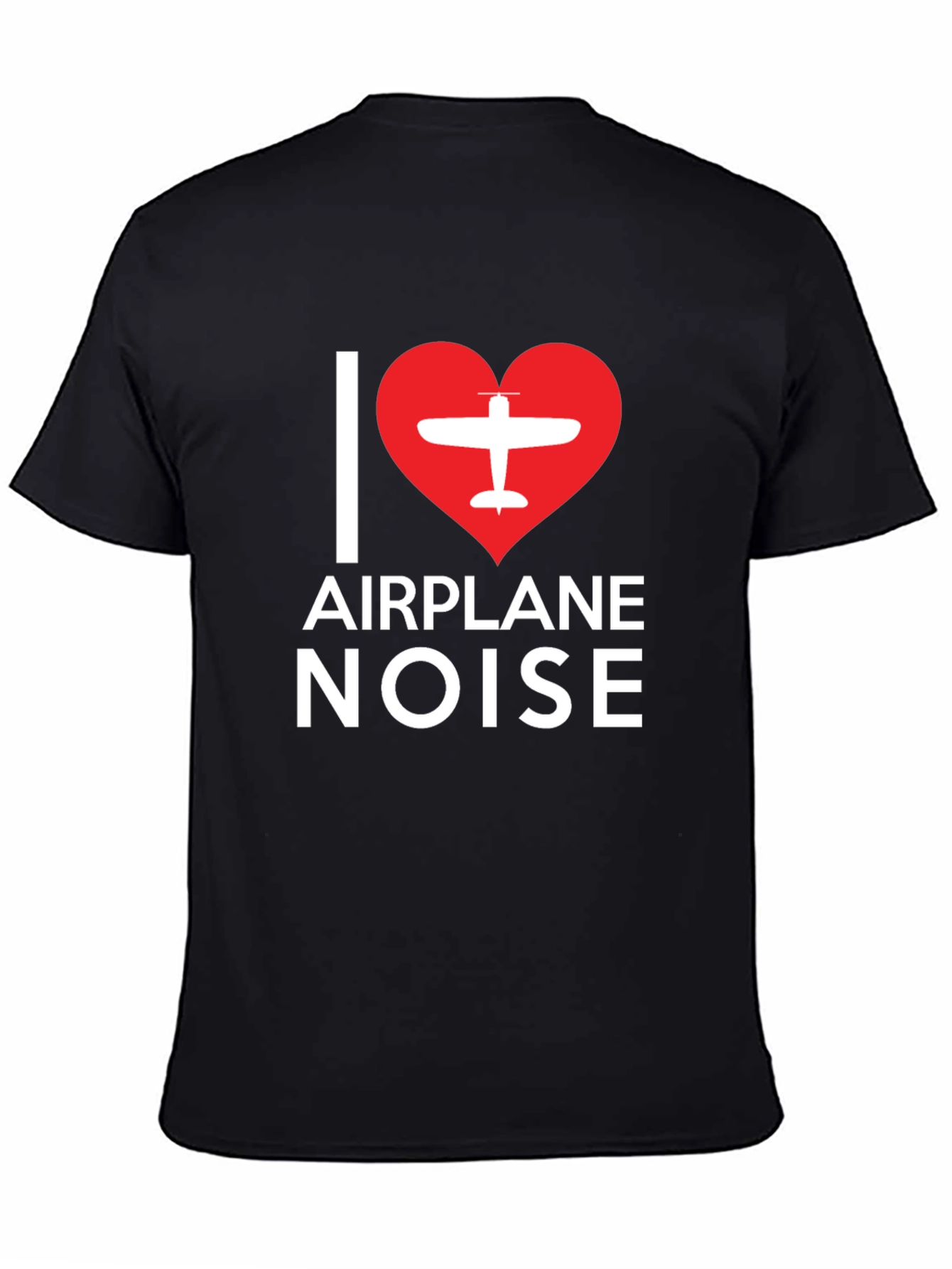 Black I Love Airplane Noise Black T-Shirt view 4