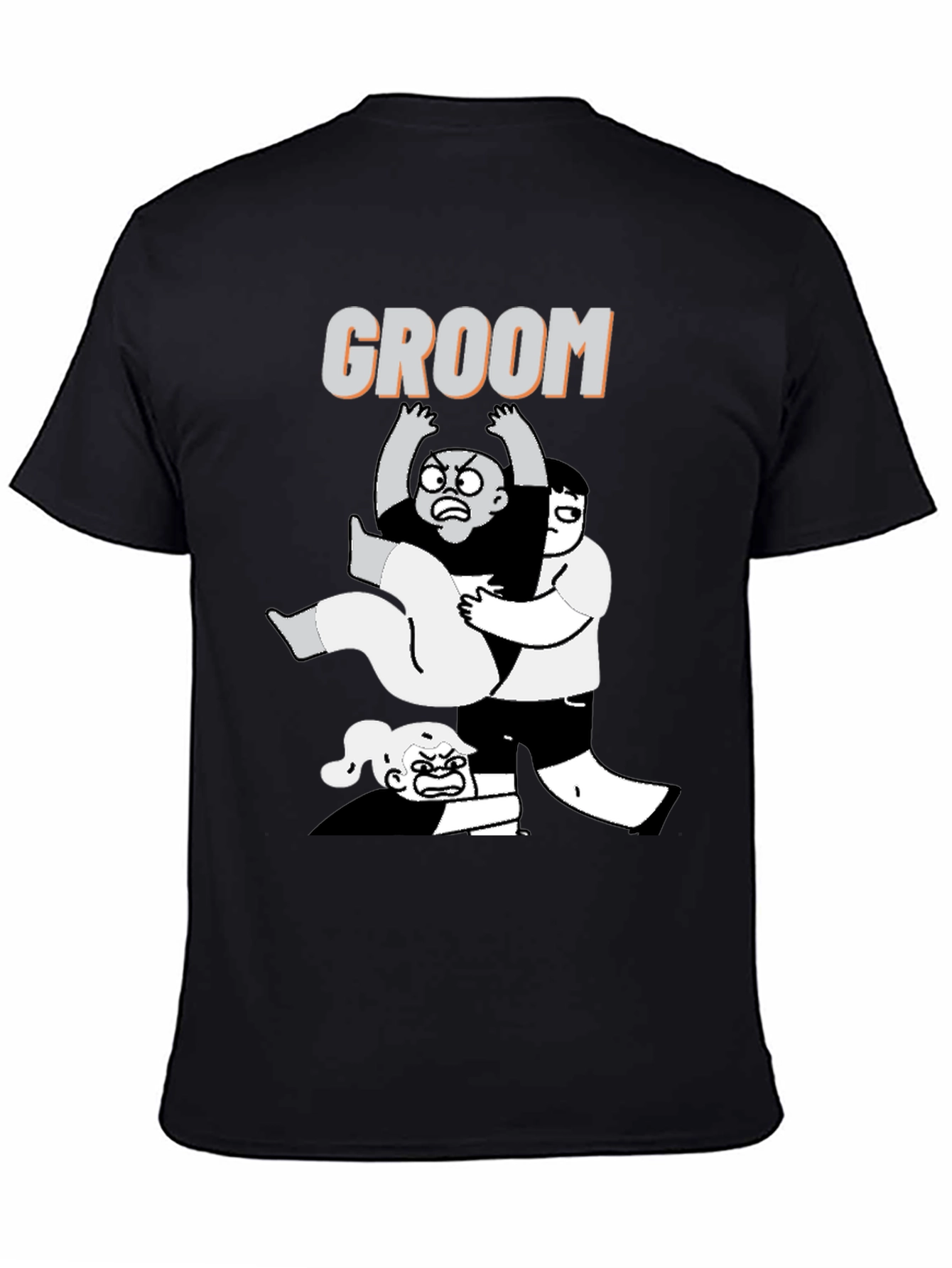 Black Funny Groom T-Shirt - Graphic Novel Style view 4