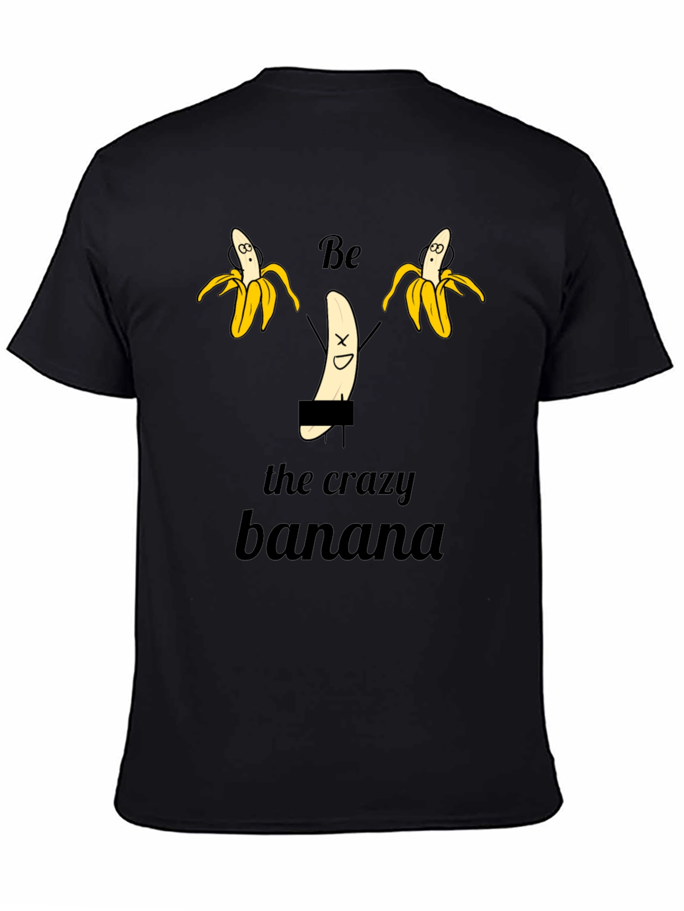 Black Crazy Banana Graphic T-Shirt - Unisex Black Tee view 4