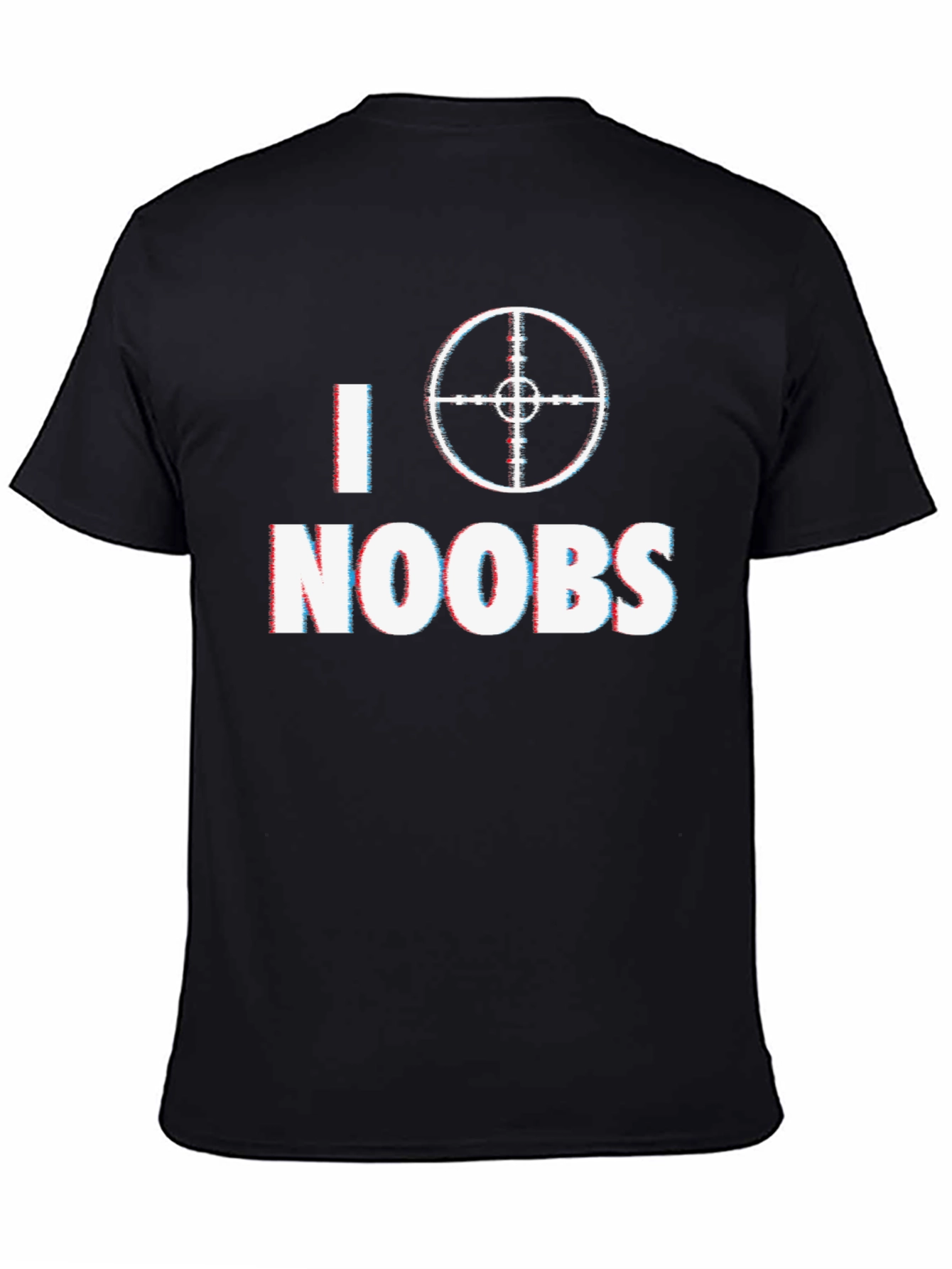 Black I Target Noobs Black T-Shirt - Gaming Humor Tee view 4