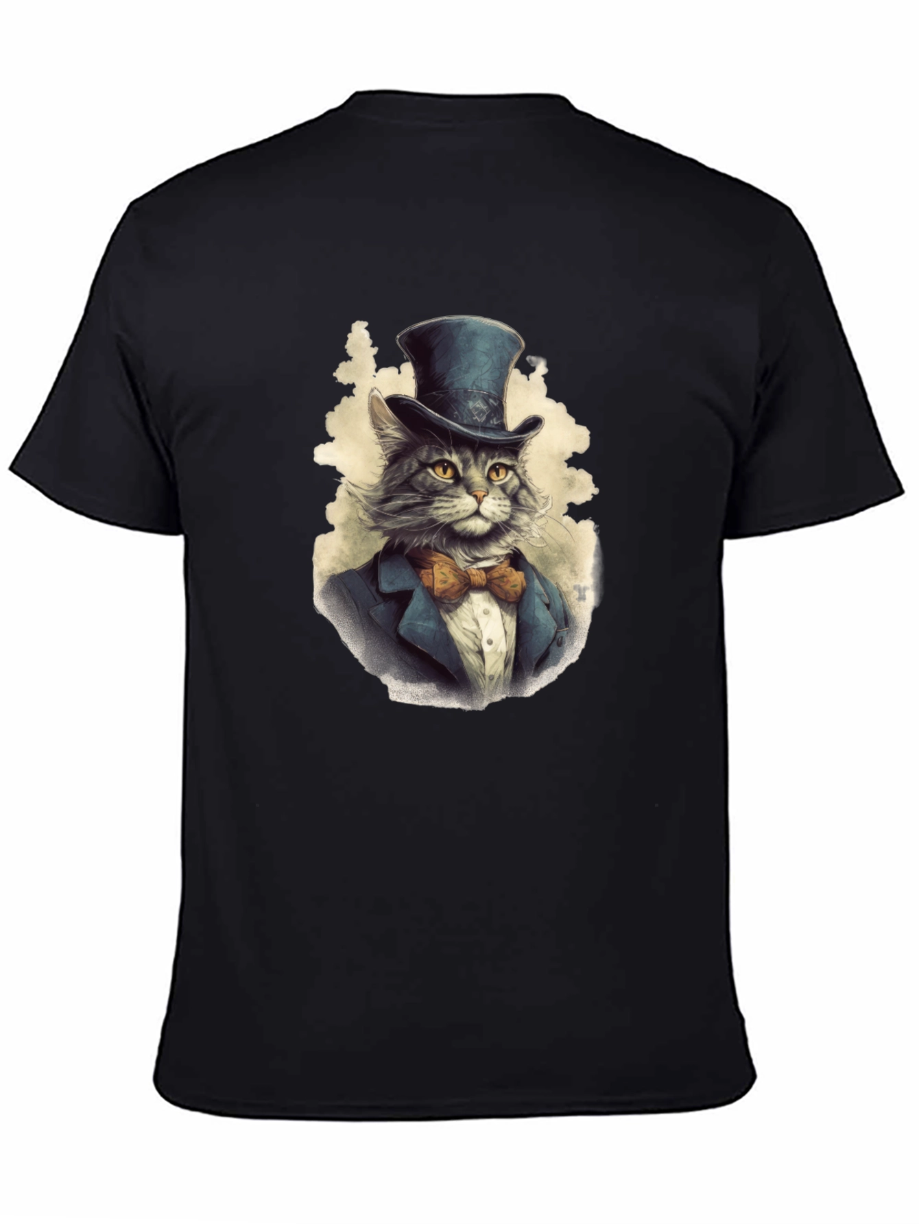 Black Dapper Cat Top Hat T-Shirt view 4