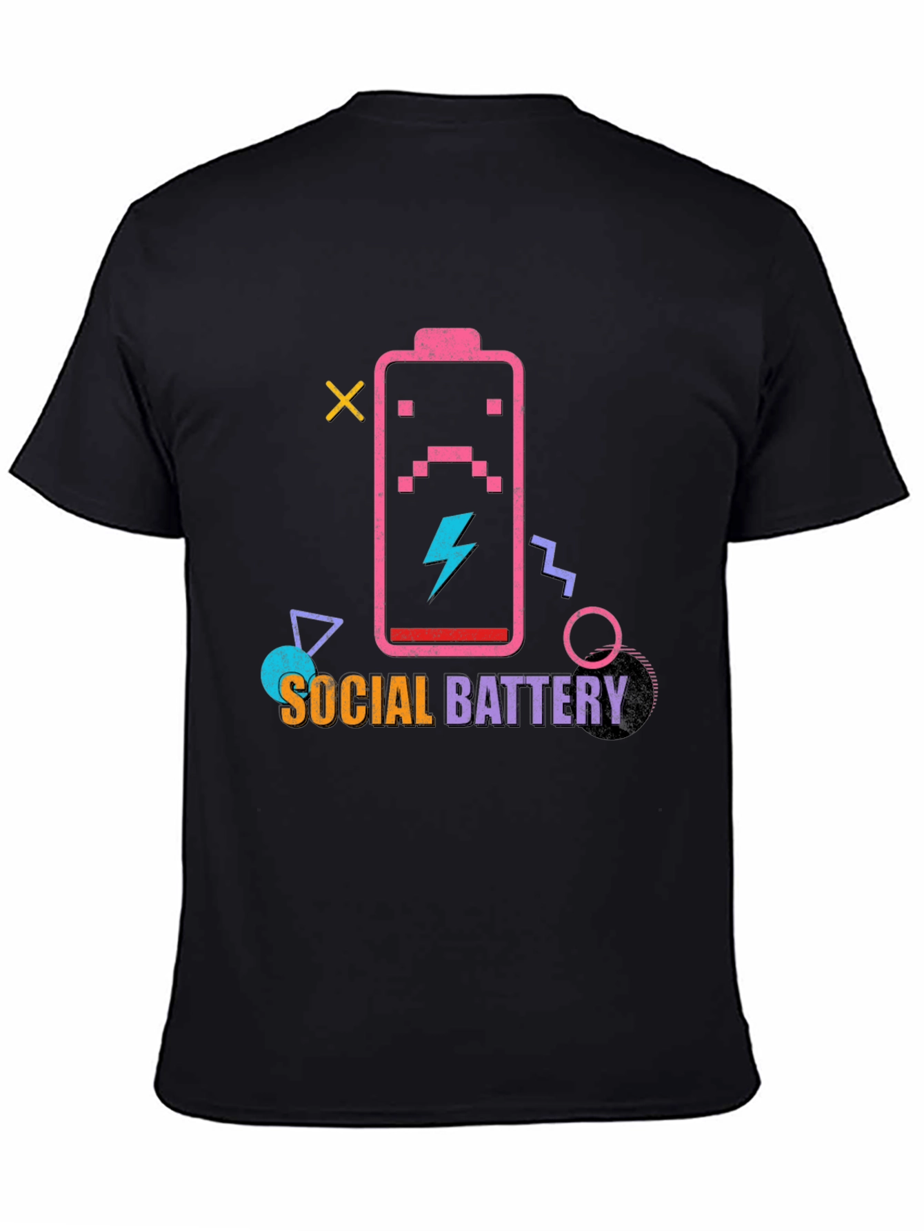 Black Social Battery Graphic T-Shirt view 4