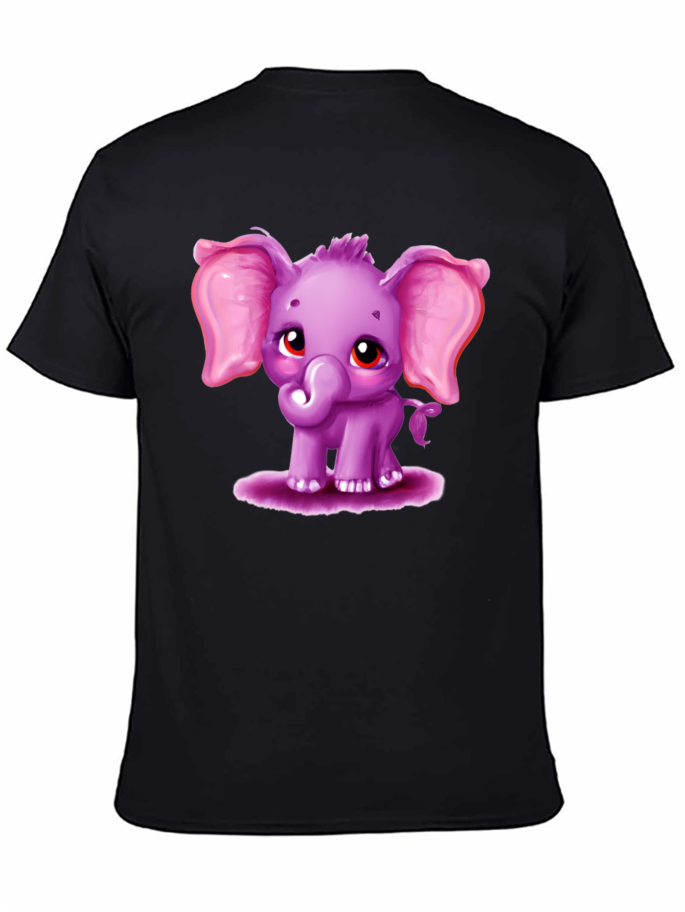 Black Cute Elephant Graphic Tee - Black Cotton Shirt view 4