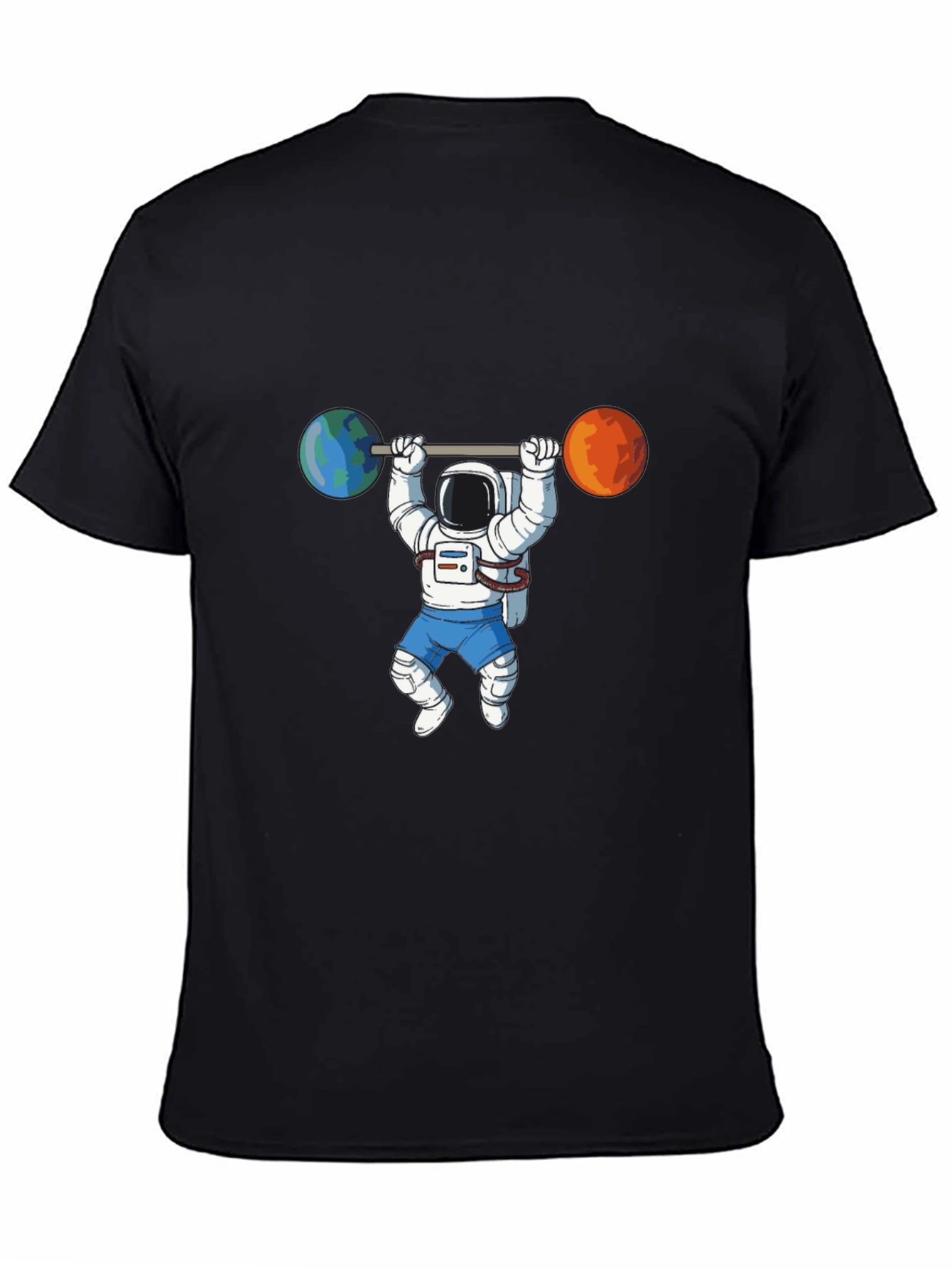 Black Astronaut Lifting Planets Graphic Tee view 4