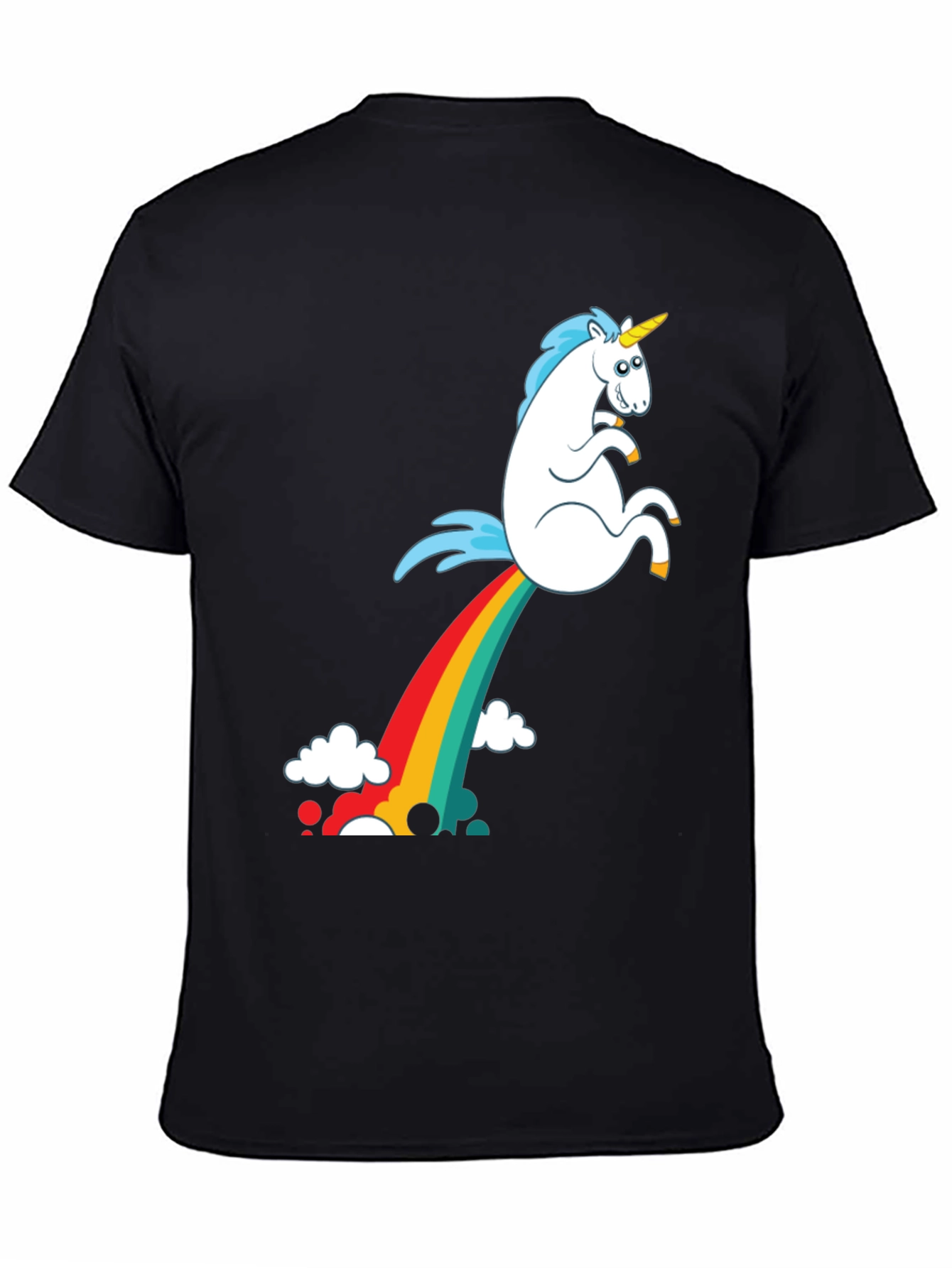 Black Rainbow Unicorn Poop T-Shirt - Funny Graphic Tee view 4