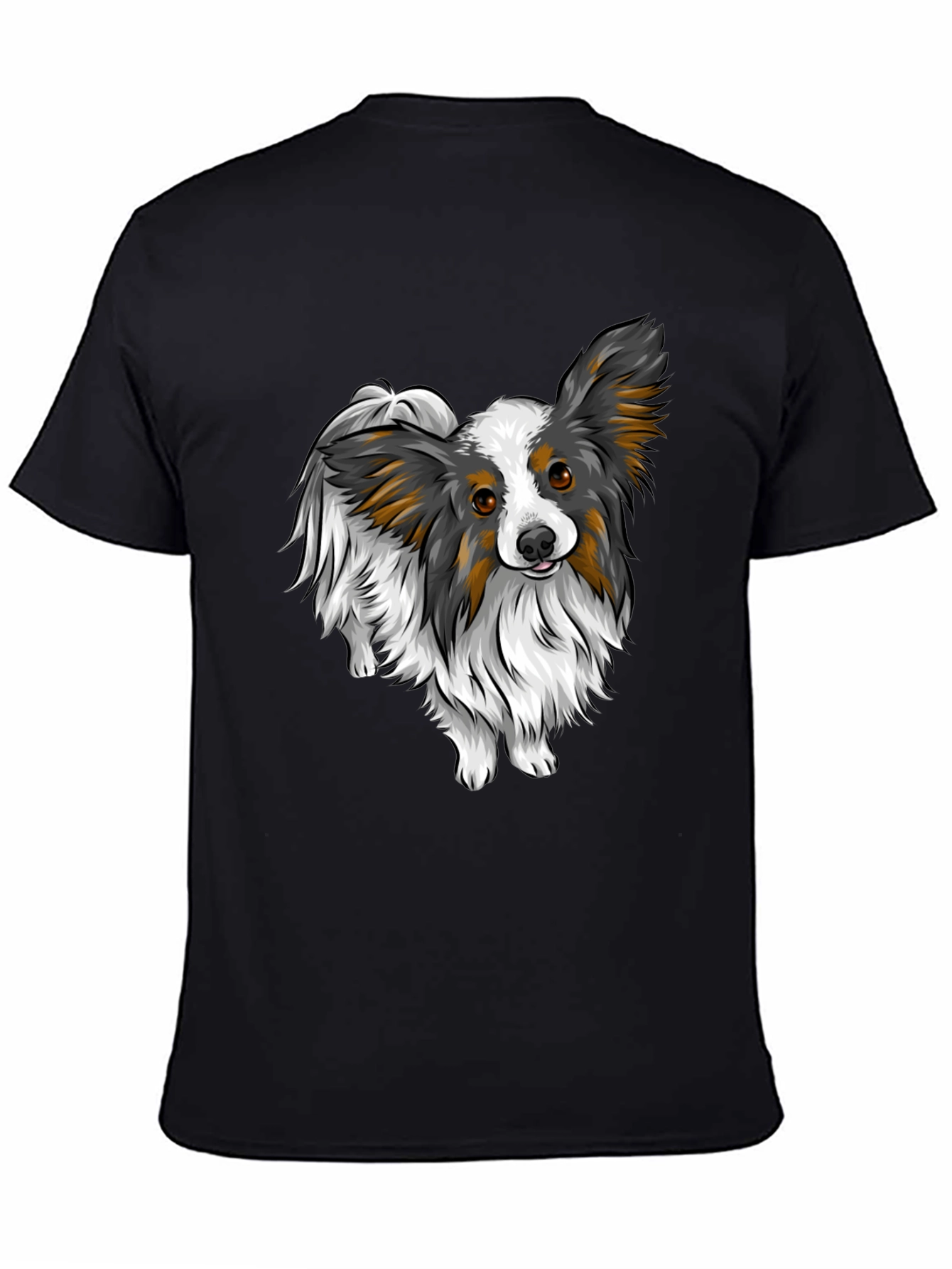 Black Papillon Dog Graphic Tee - Black Unisex Shirt view 4