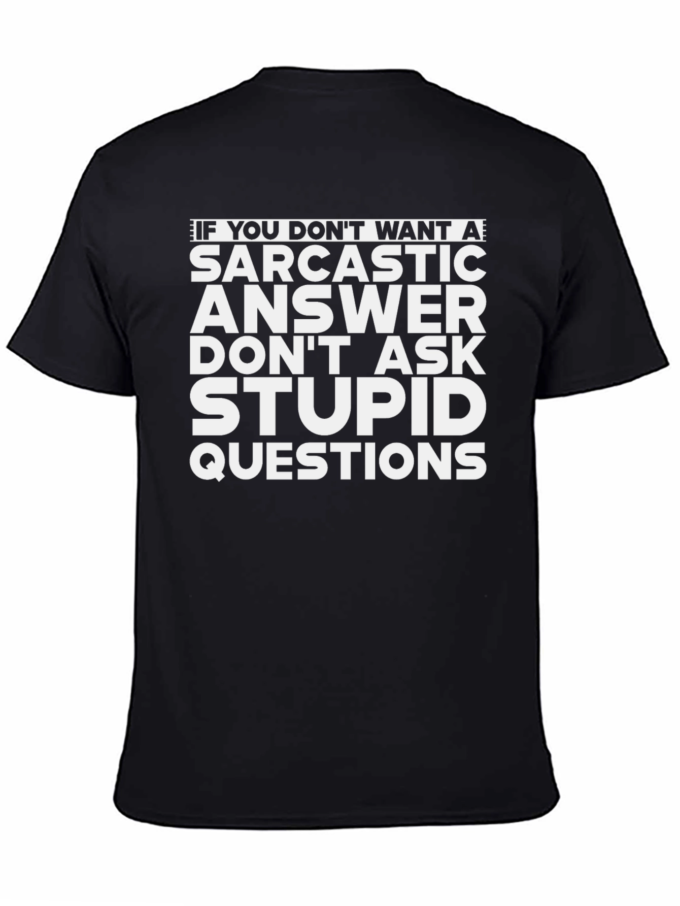 Black Sarcastic Answer Graphic Tee - Black Cotton Shirt view 4
