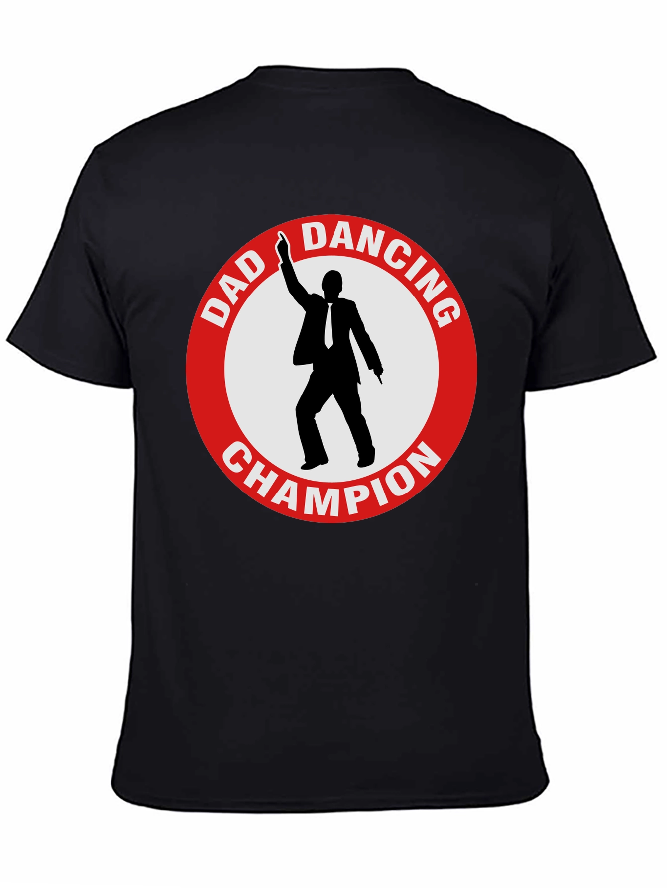 Black Dad Dancing Champion T-Shirt - Black Cotton Tee view 4
