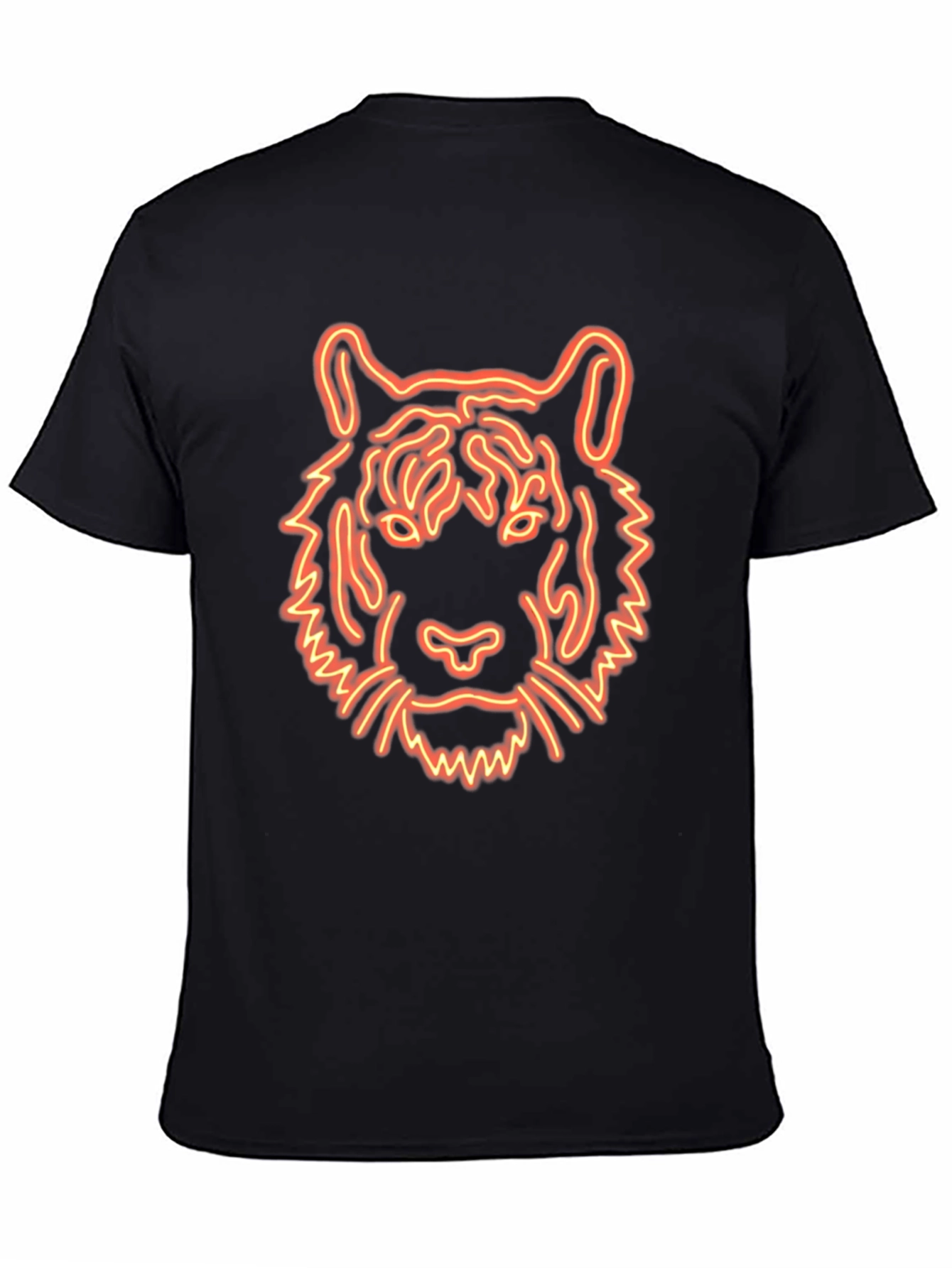 Black Neon Tiger Graphic Tee - Black Cotton T-Shirt view 4