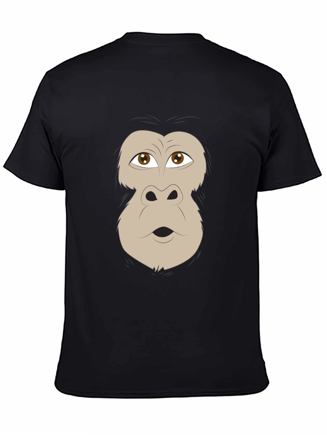 Black Funny Gorilla Face Graphic Black T-Shirt view 4