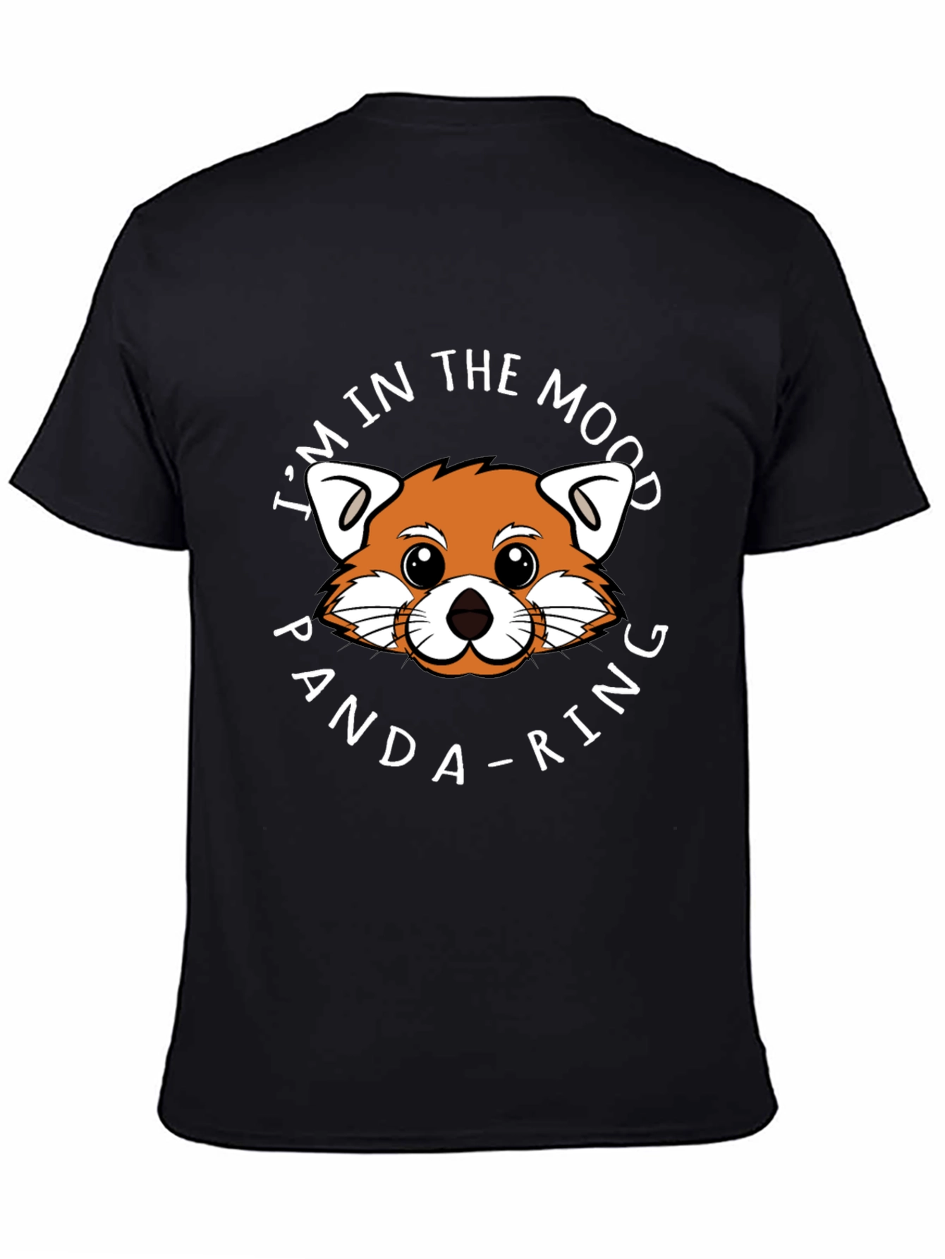 Black Funny Panda-Ring Mood Graphic T-Shirt view 4