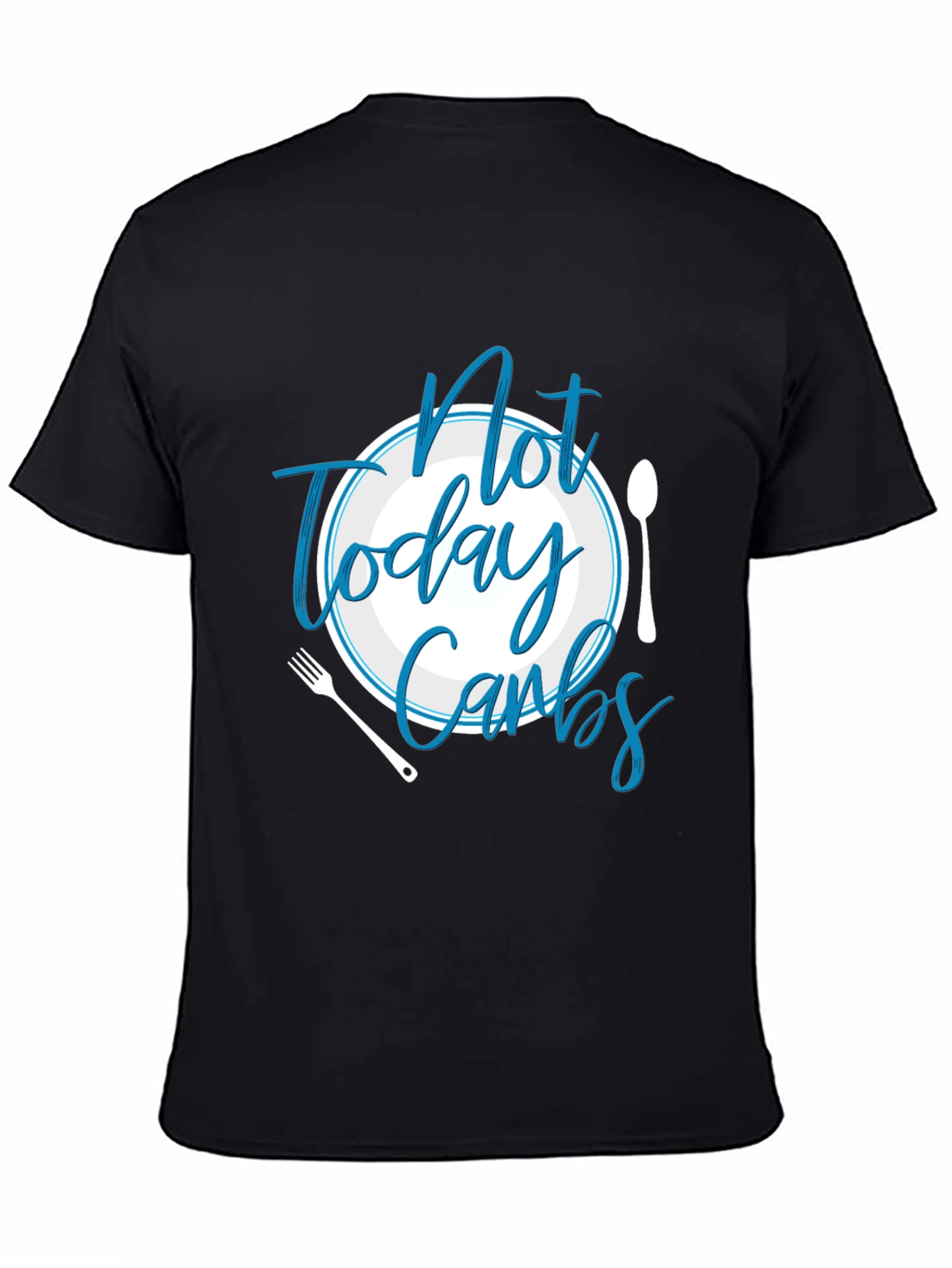 Black Funny "Not Today Carbs" Graphic T-Shirt view 4