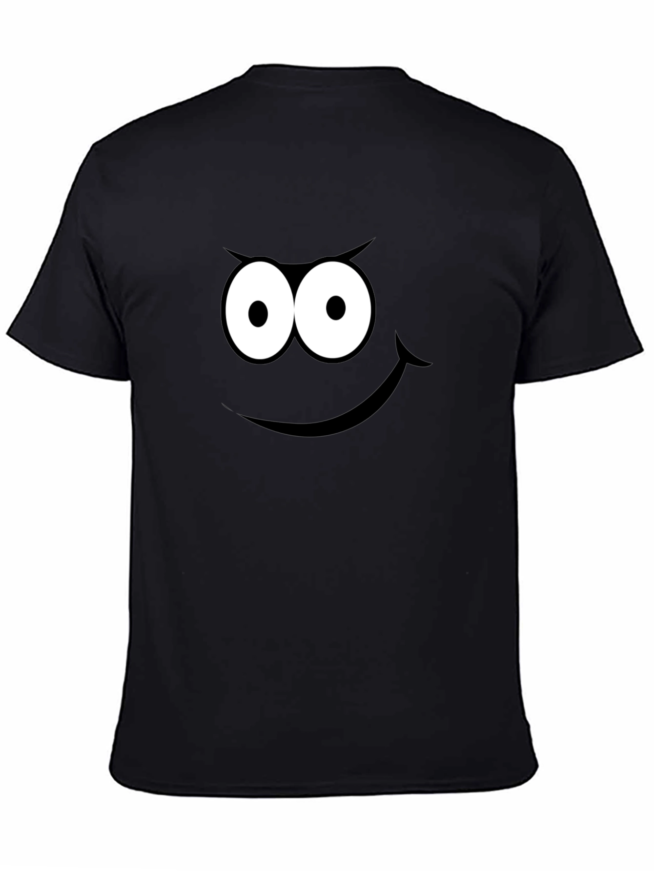 Black Funny Cartoon Face Black T-Shirt view 4