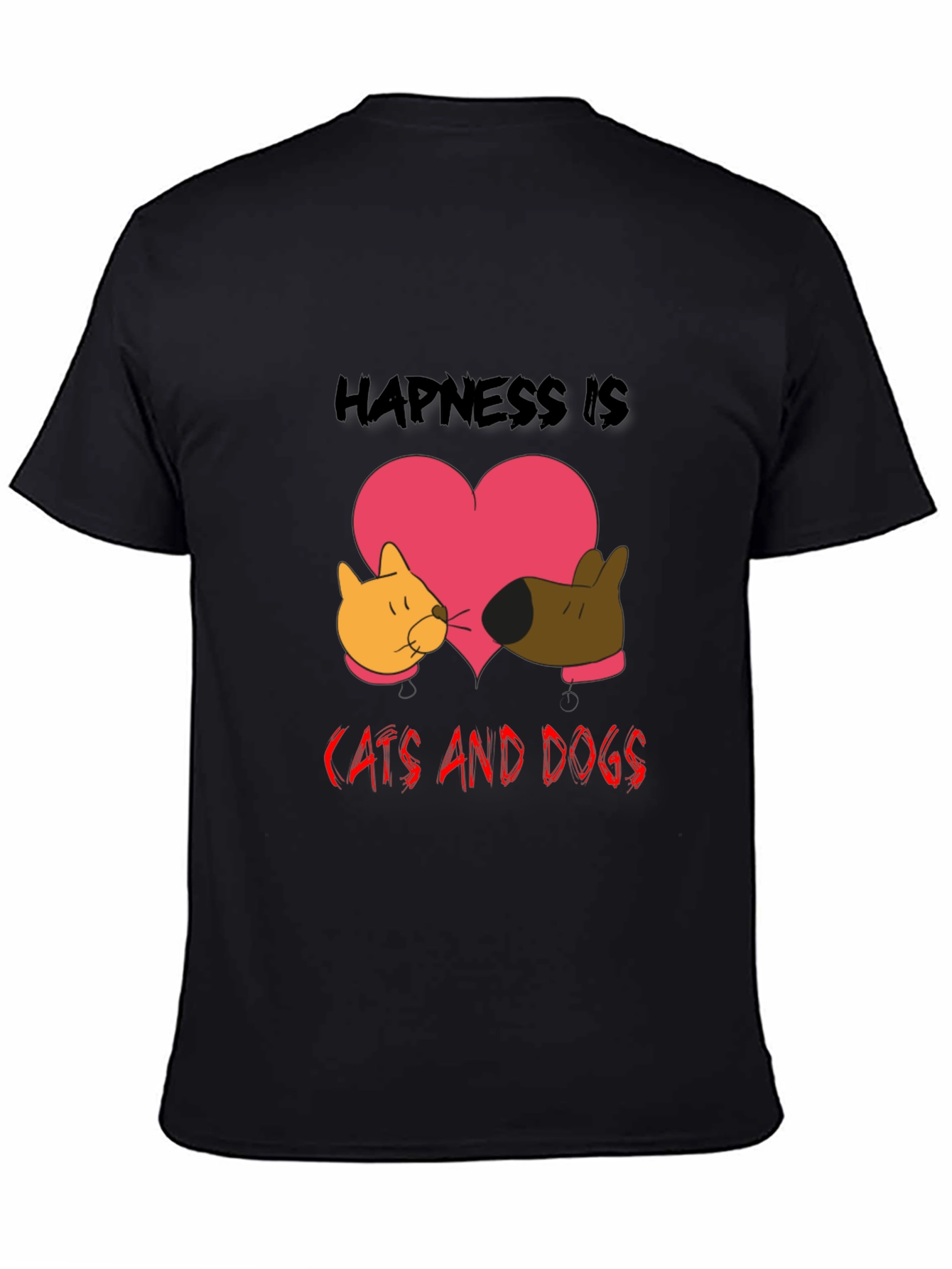 Black Happiness is Cats and Dogs Graphic Tee view 4