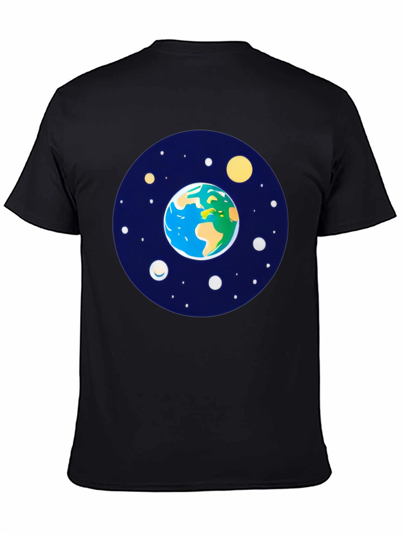 Black Earth and Stars Graphic Tee - Men's Black T-Shirt view 4
